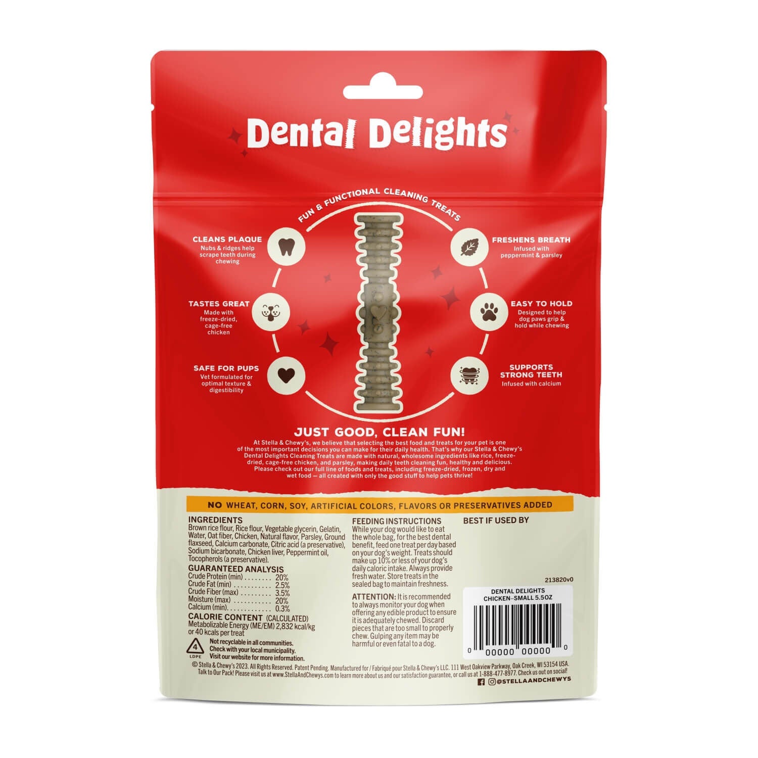Stella & Chewy's Dental Delights Dog Treats, Small, 11 Count