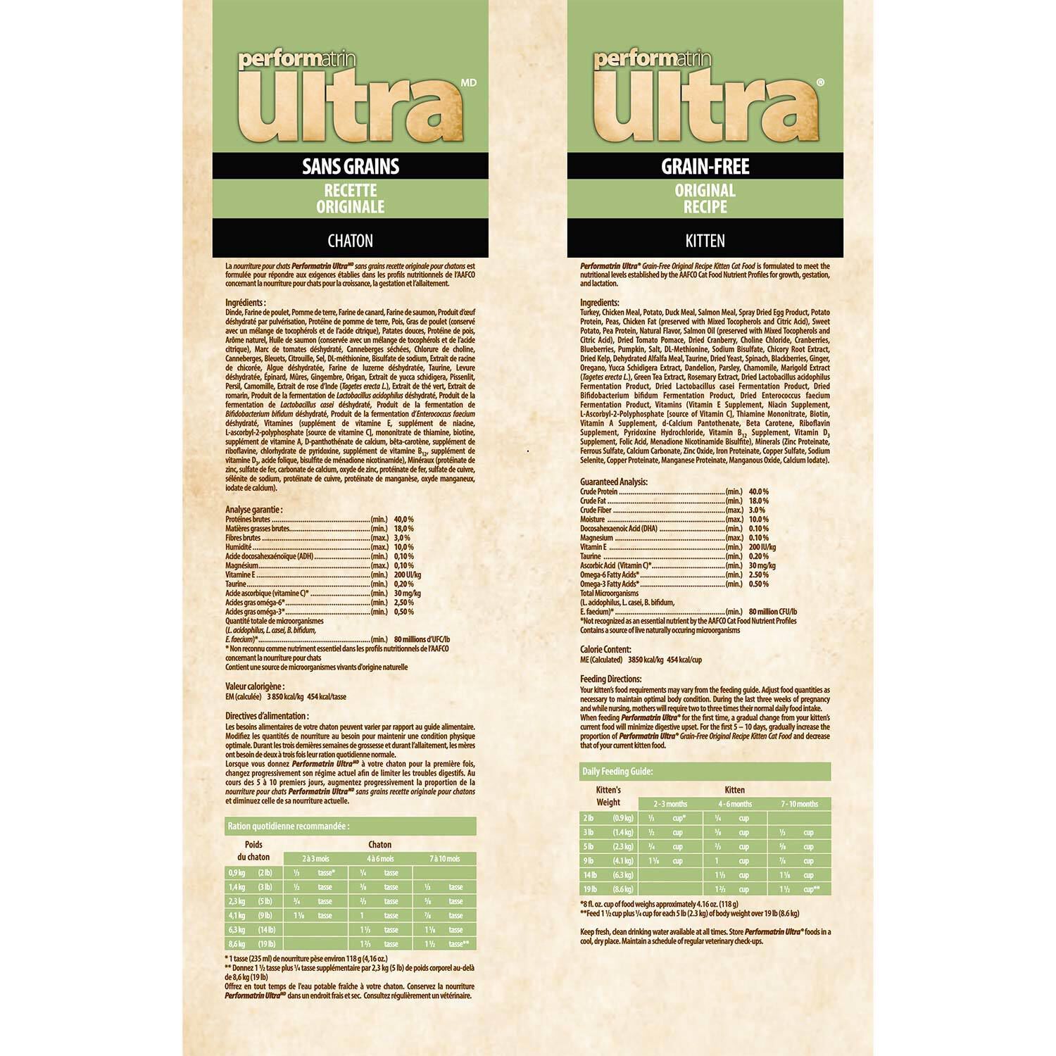 Performatrin Ultra Grain-Free Original Kitten Formula Dry Cat Food, 4-Lb Bag