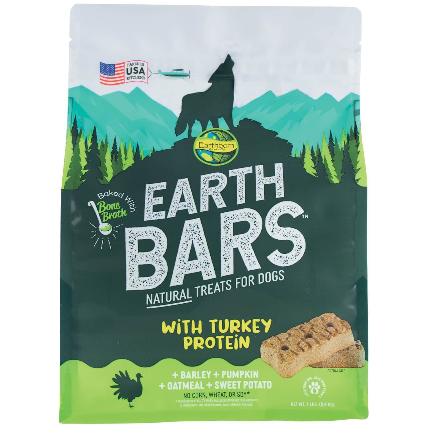 Earth Bars Turkey Flavor Medium Biscuits For Dogs 2lb Pet