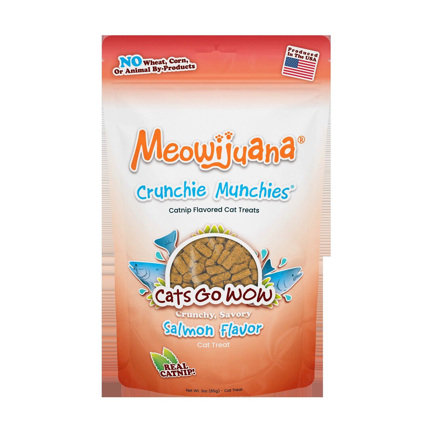 Meowijuana Crunchie Munchies Salmon Cat Treats, 3-Oz