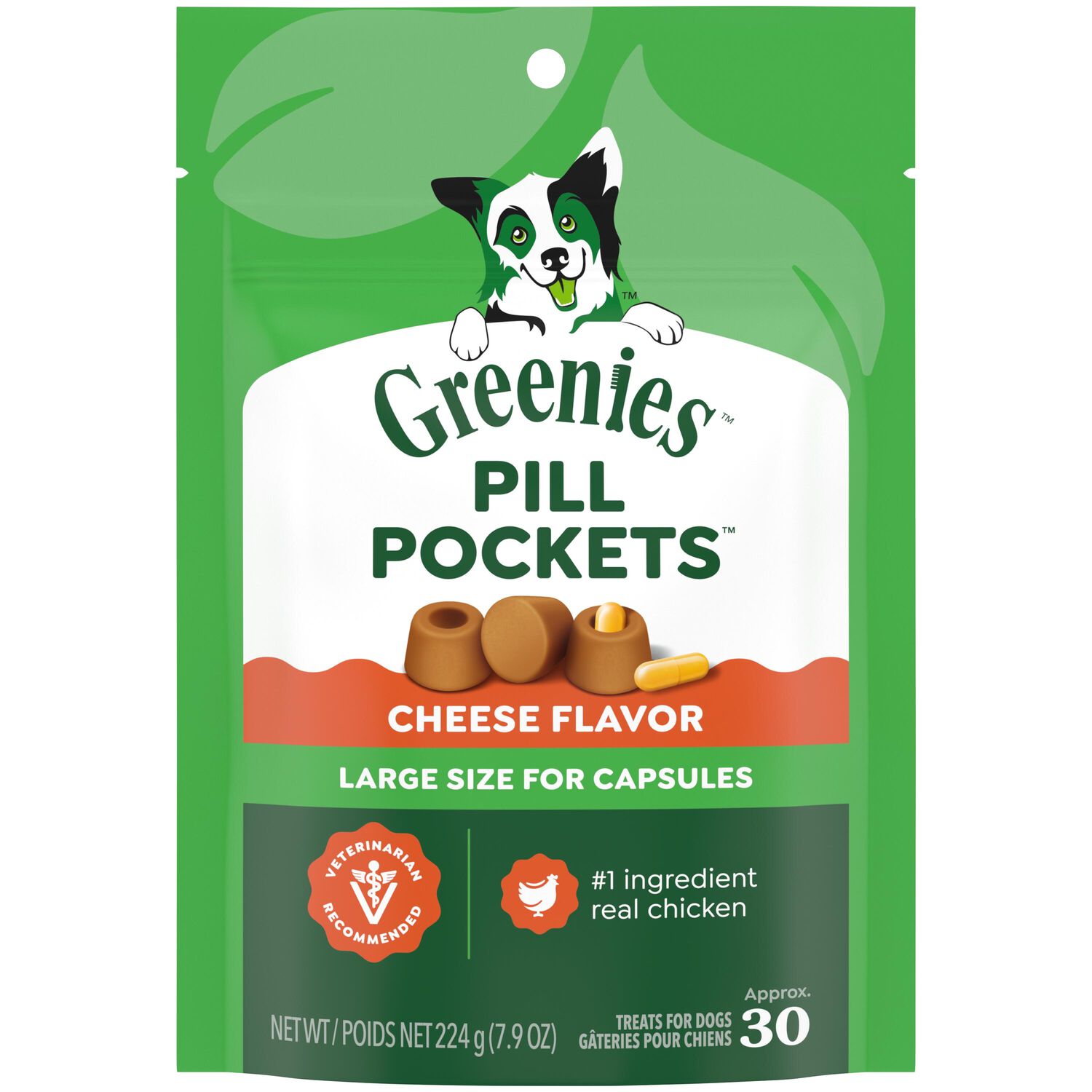 Greenies Pill Pockets Cheese Flavor Large Capsules Dog Treats, 30 Count