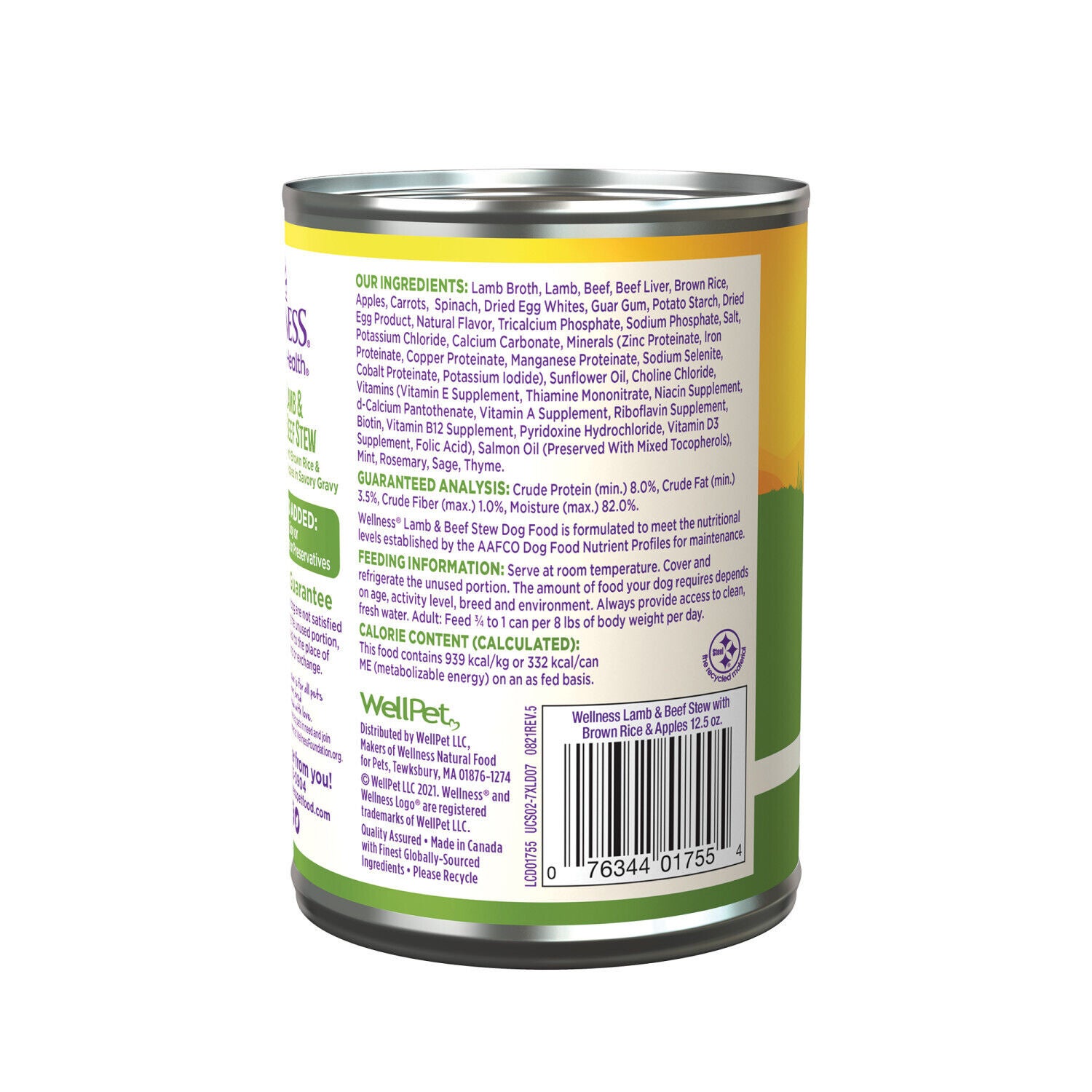 Wellness Thick & Chunky Natural Wet Dog Food, Lamb & Beef Stew, 12.5-Ounce Can