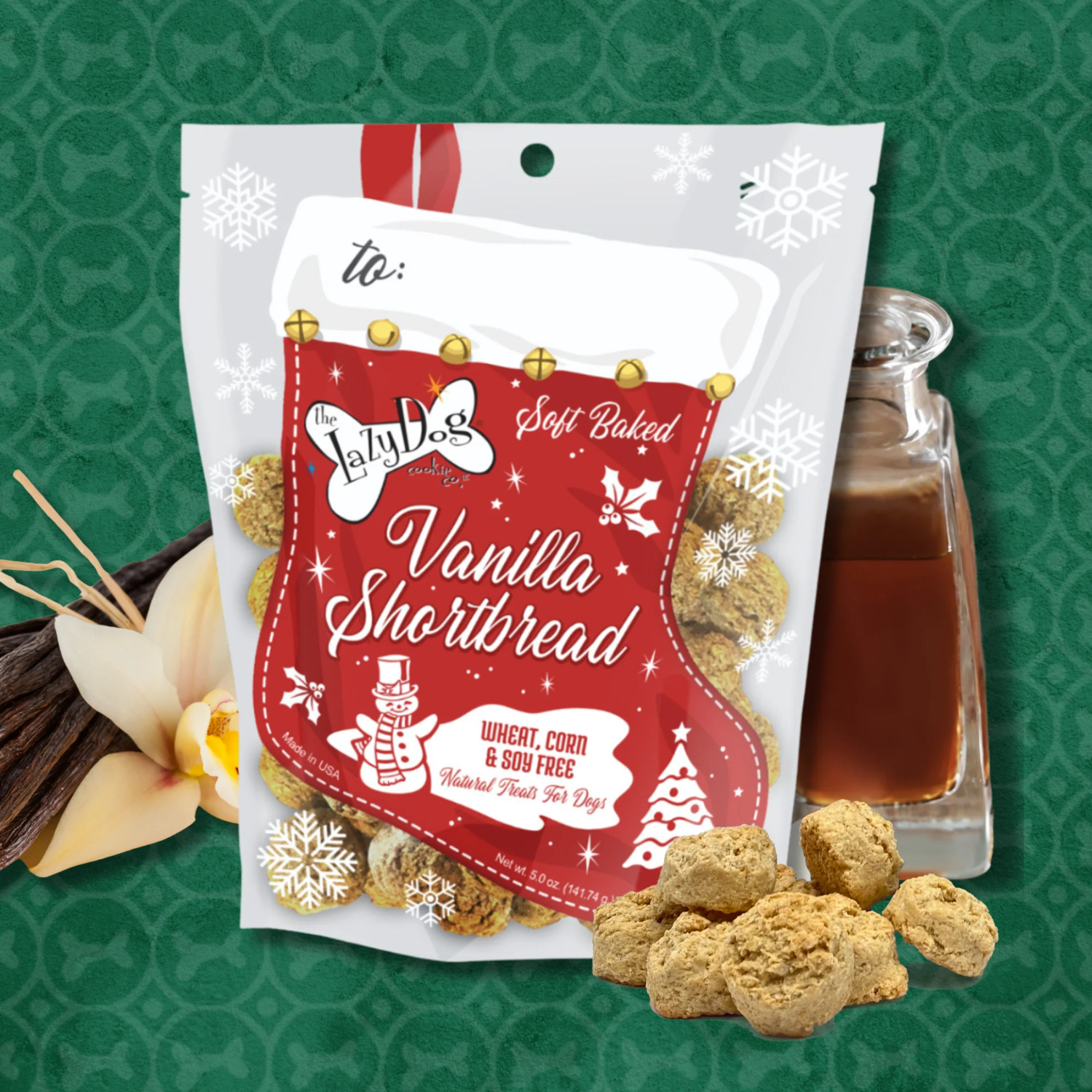 Lazy Dog Cookie Co Vanilla Shortbread Holiday Mutt Mallows Soft Baked Dog Treats