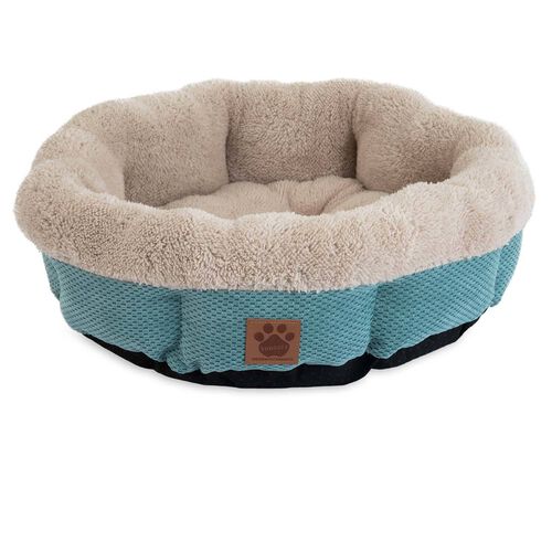 Mod Chic Shearling Round Bed - Teal