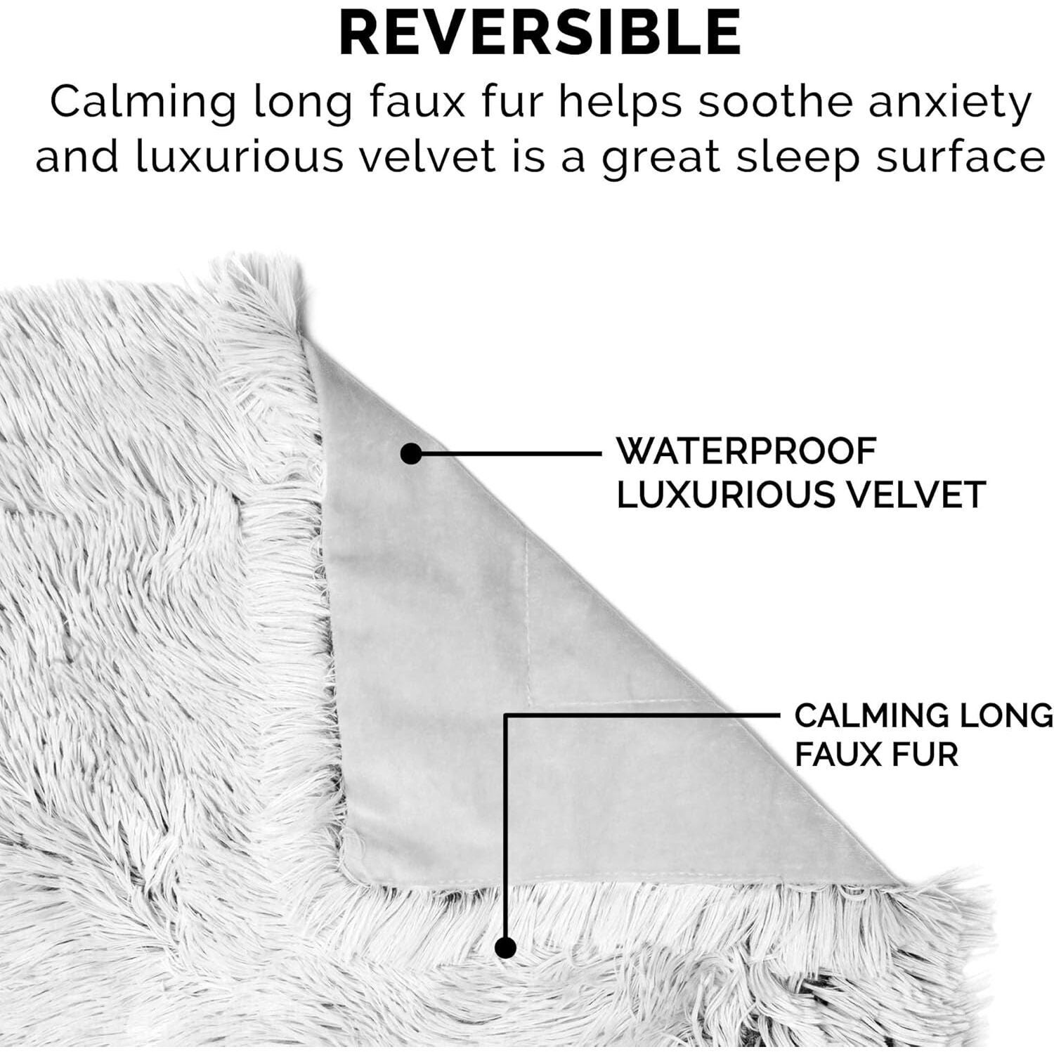 Furhaven Luxury Calming Plush Long Fur & Velvet Waterproof Dog Throw Blanket - Mist Gray, 50"X35"
