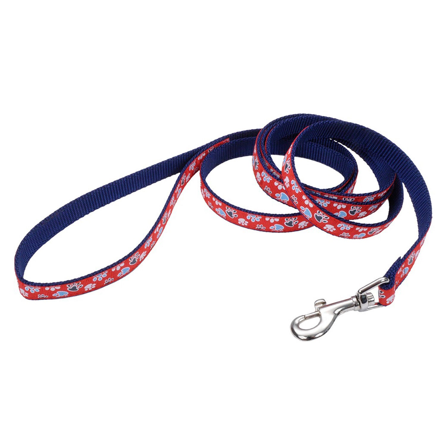 Coastal Pet Products Pet Attire Ribbon Nylon Dog Leash 5/8" - Red & Blue