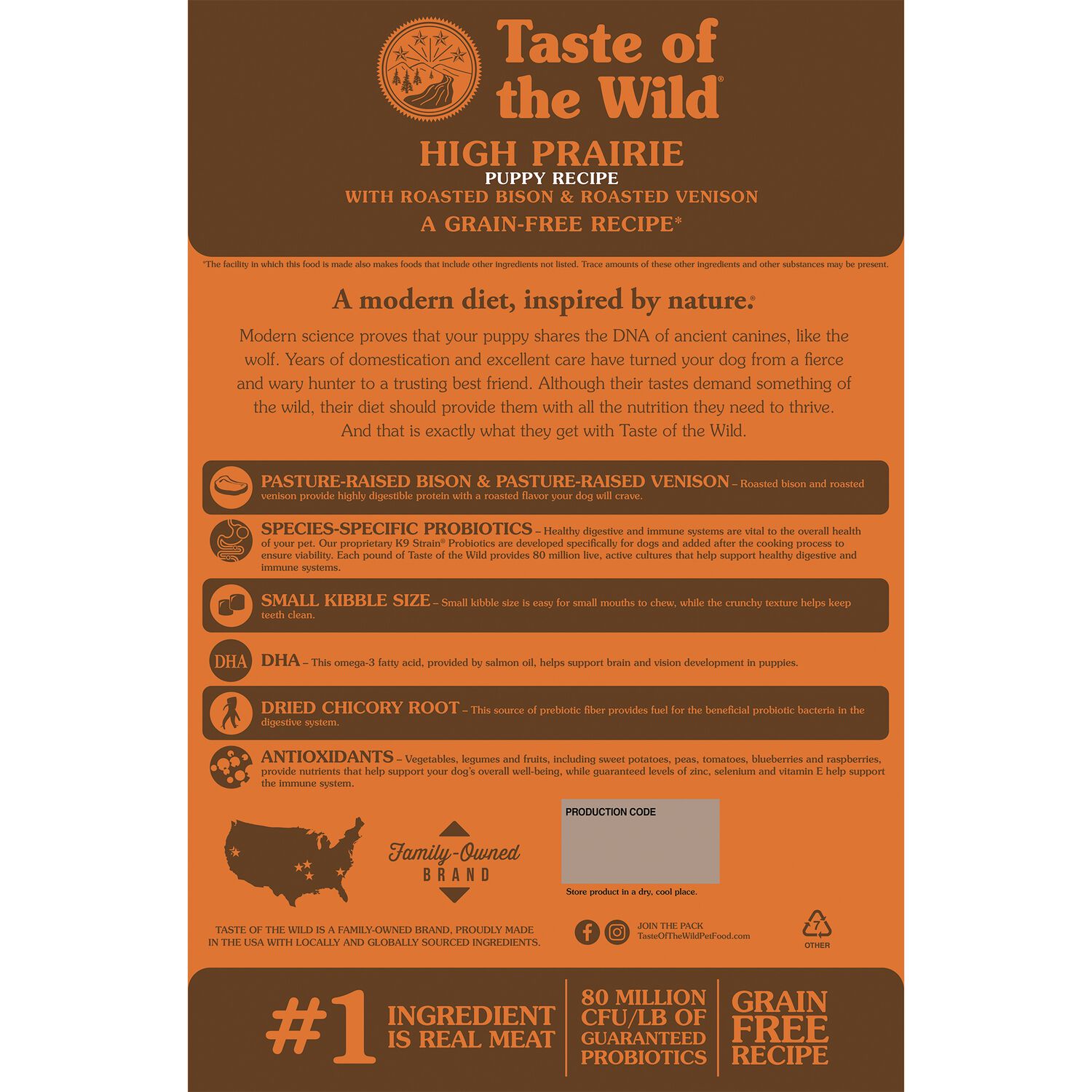 Taste Of The Wild Dry Dog Food, High Prairie Puppy Recipe With Roasted Bison & Venison, 28-Lb Bag