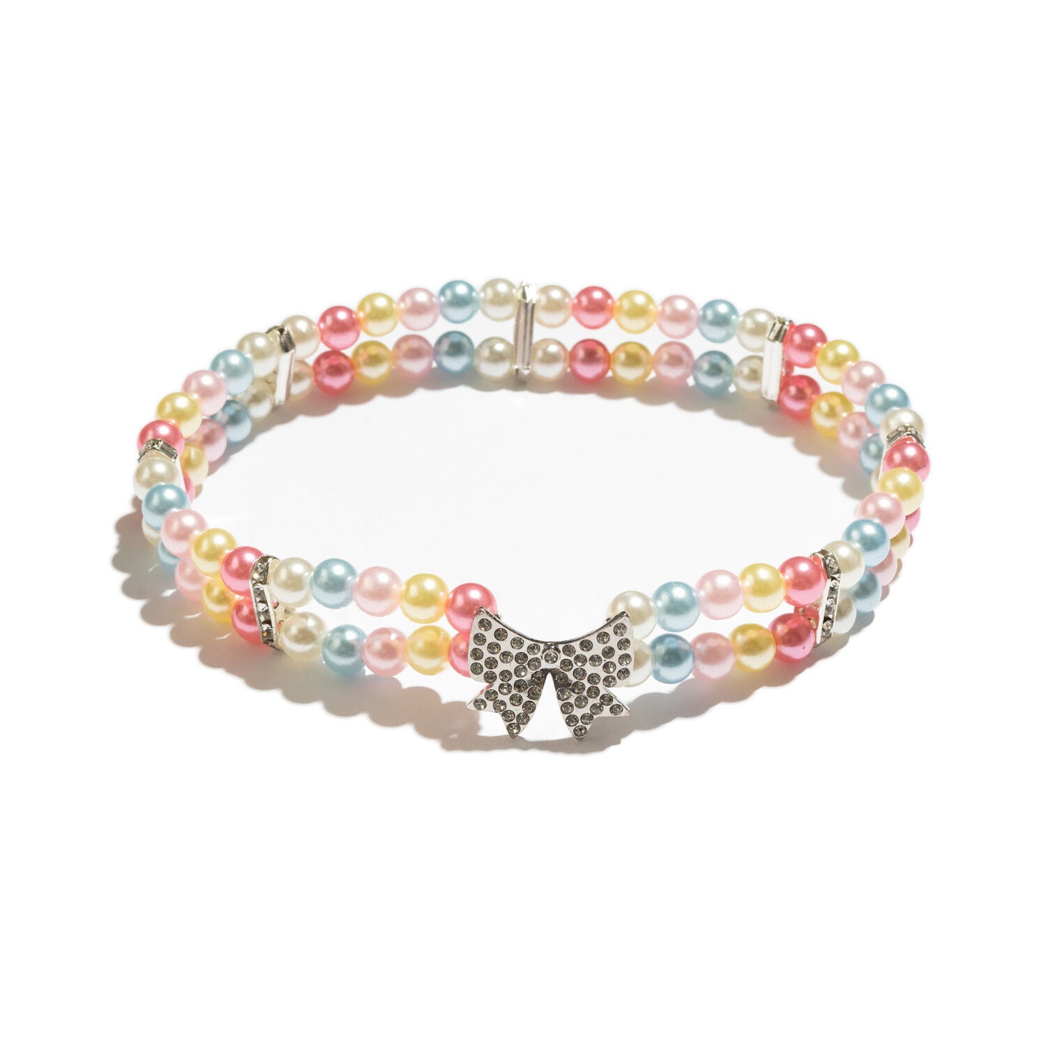 Simply Dog Pastel Beads & Bow Dog Necklace