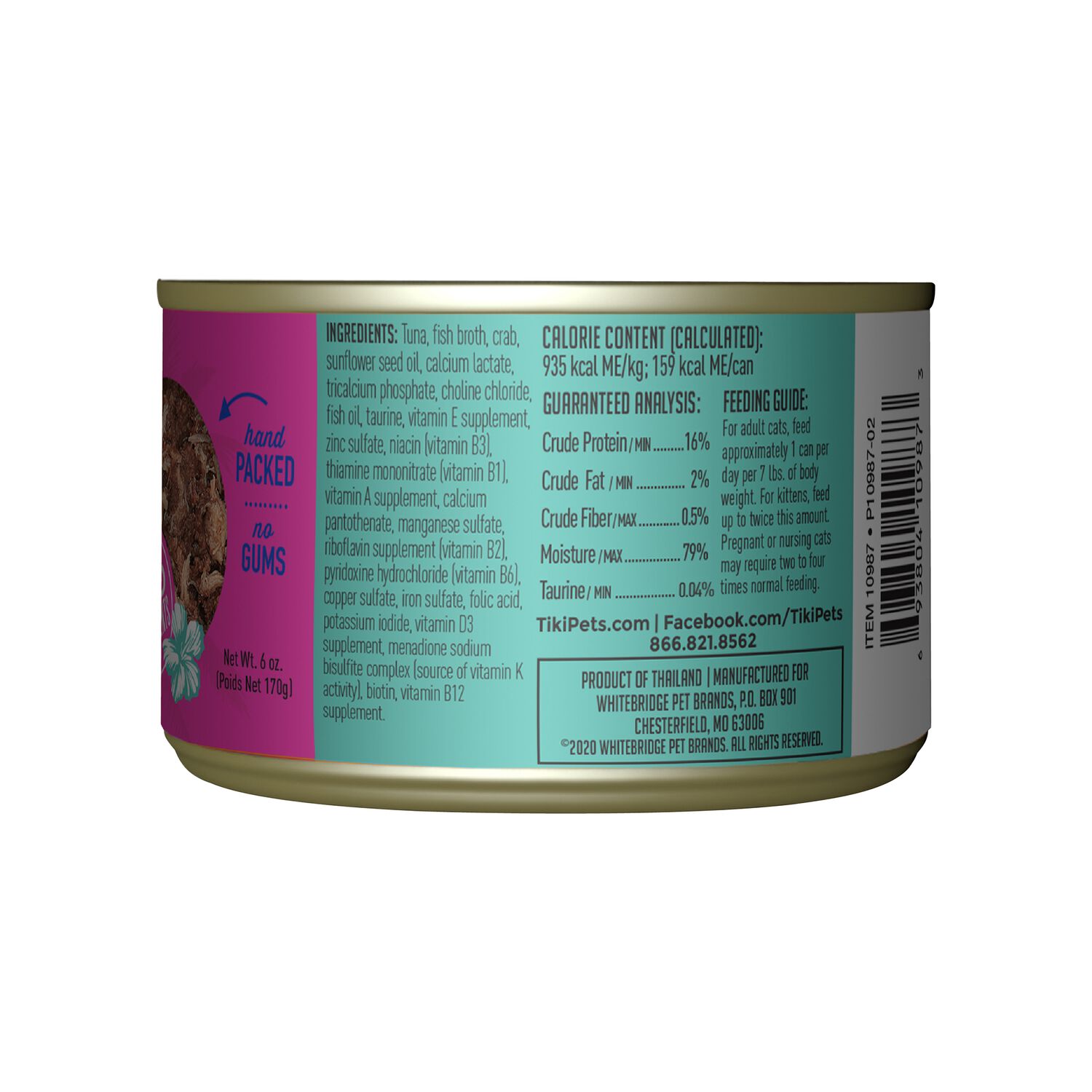 Tiki Cat Grill Wet Cat Food Ahi Tuna & Crab, 6-Oz Can 8 Count