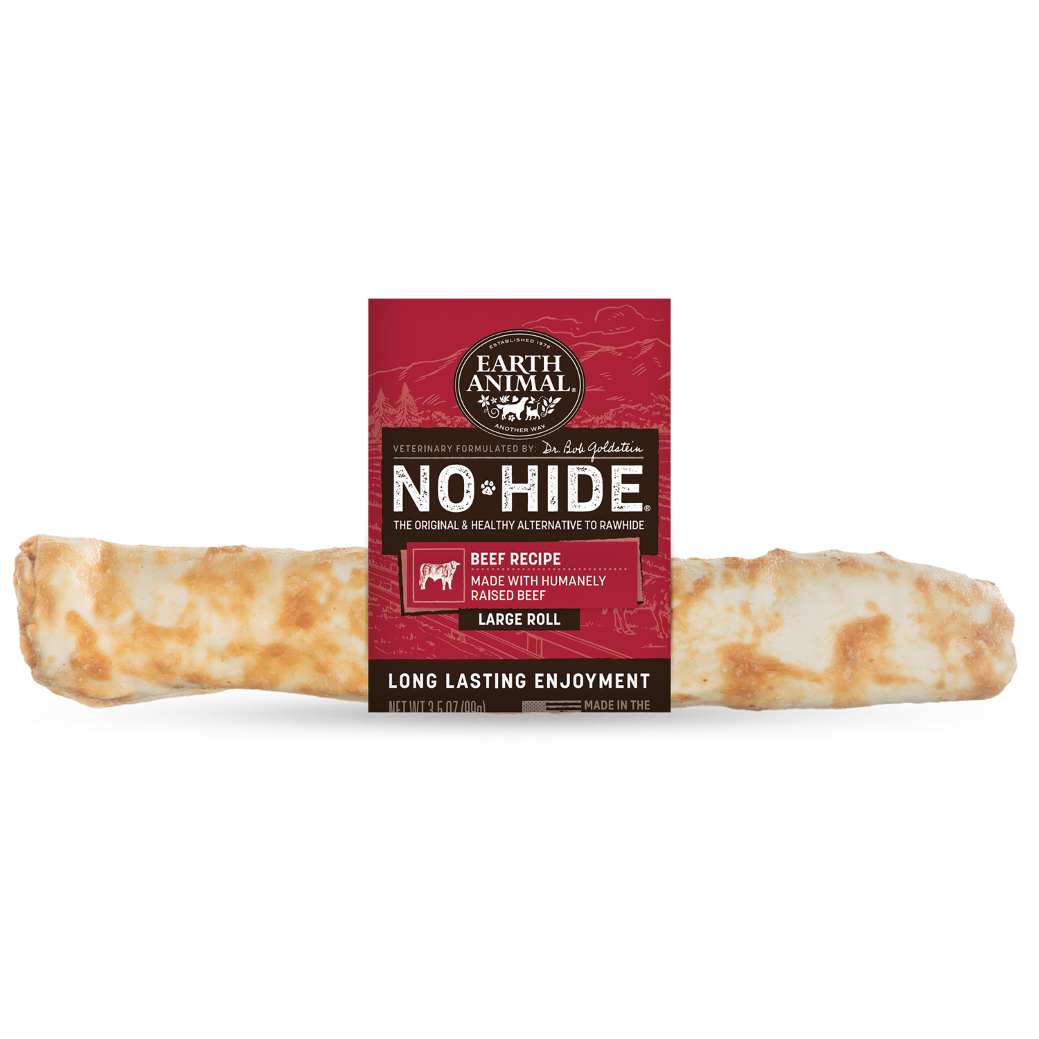 Earth Animal No-Hide Rawhide Alternative Beef Recipe Small Dog Chew Treat