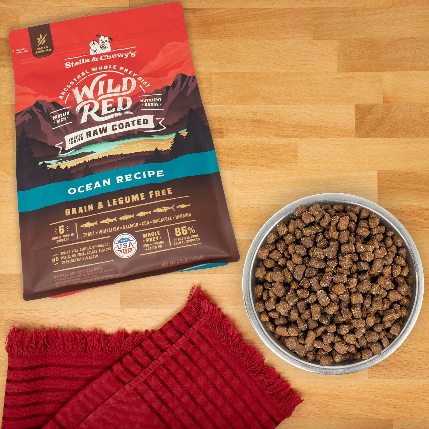 Stella & Chewy's Wild Red Raw Coated Kibble Dry Dog Food- Grain & Legume Free Ocean Recipe, 3.5-Lb