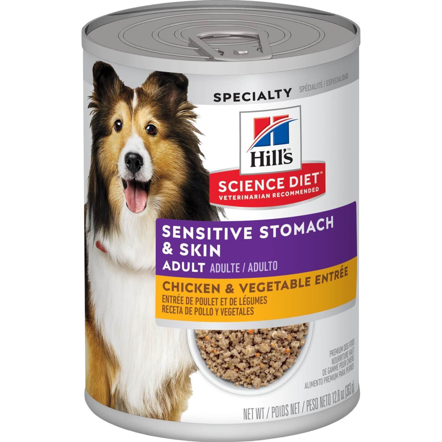 Science Diet Adult Sensitive Stomach Skin Chicken Vegetable Entree Dog Food 12.8 oz