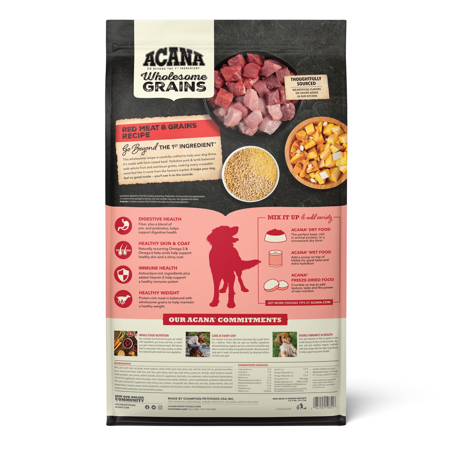 Acana Wholesome Grains Red Meat With Grains Dog Food, 22.5-Lb Bag
