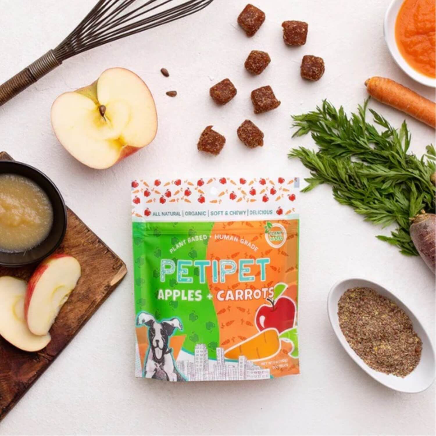 Petipet Apples & Carrots Plant Based Soft & Chewy Dog Treats | Pet
