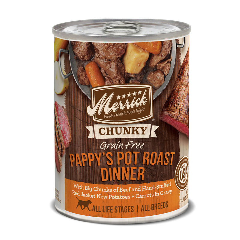 Merrick Chunky Grain Free Pappy'S Pot Roast Dinner In Gravy Wet Dog Food