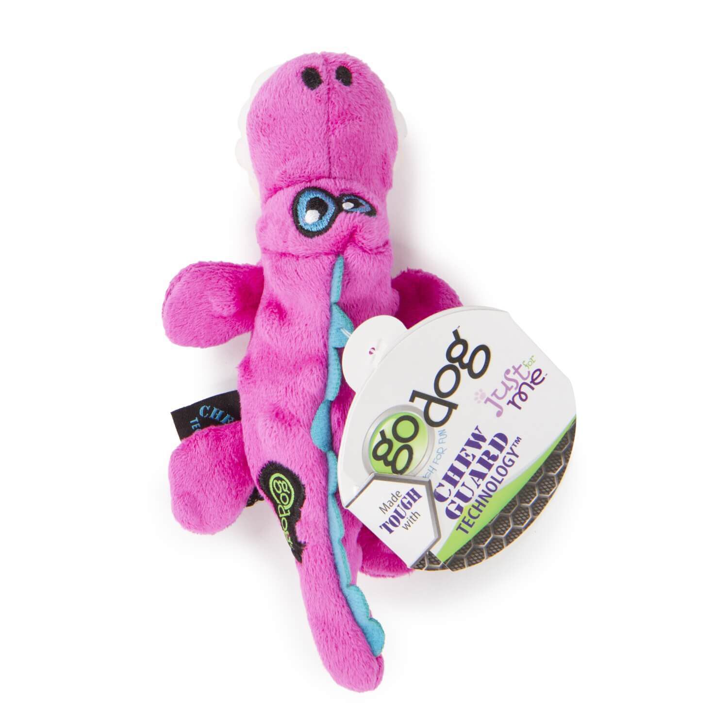 Godog Just For Me Gators Squeaky Plush Dog Toy - Pink Mini