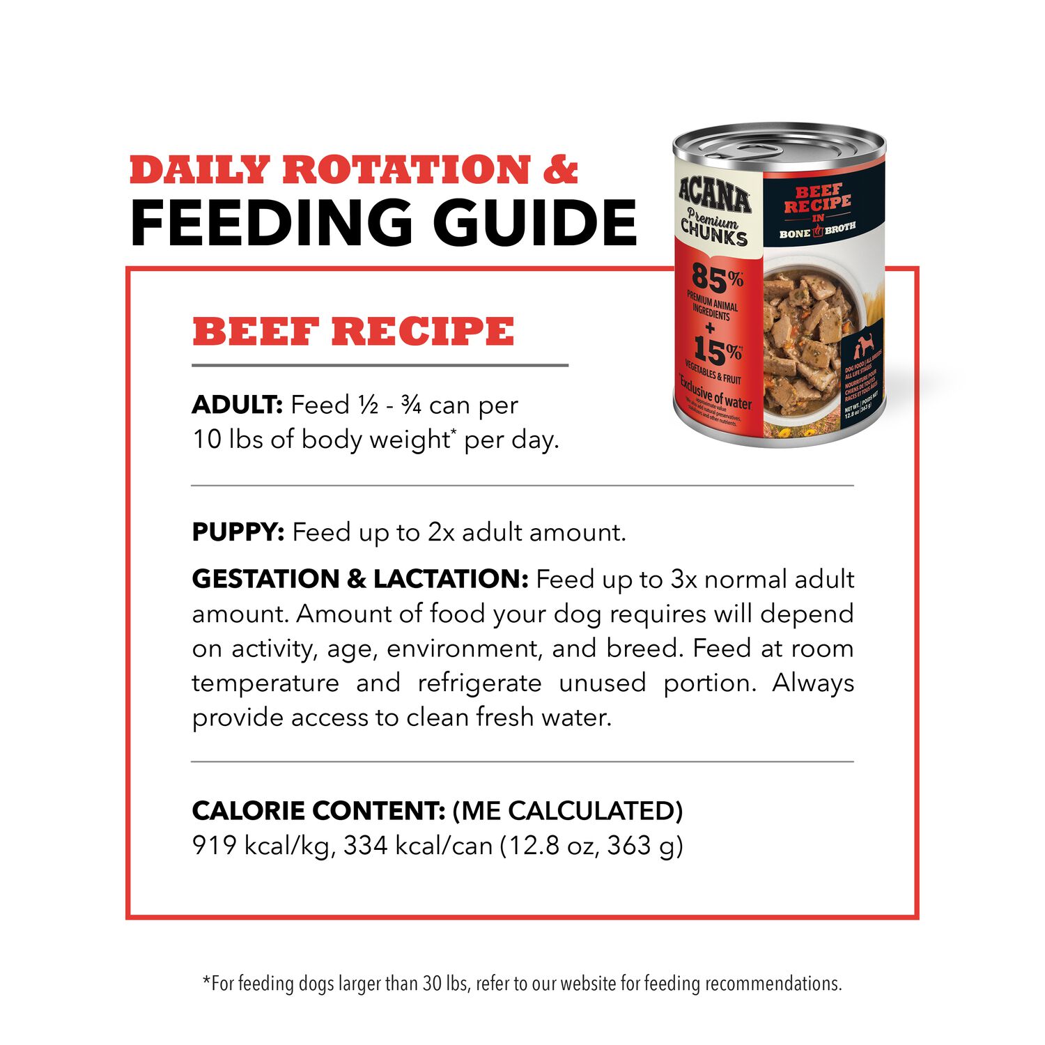 Acana Premium Chunks Beef Recipe In Bone Broth Dog Food, 12.8-Oz
