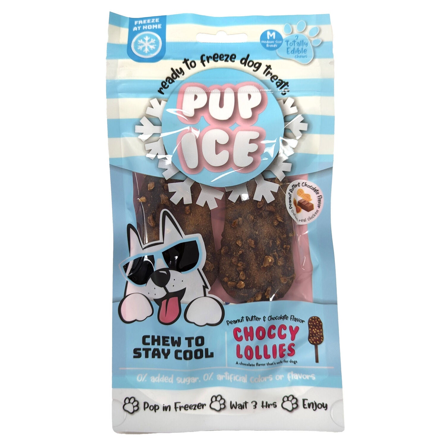 Pup Ice Choccy Lollies Ready To Freeze Dog Chew Treat, Peanut Butter And Chocolate, 2 Pack