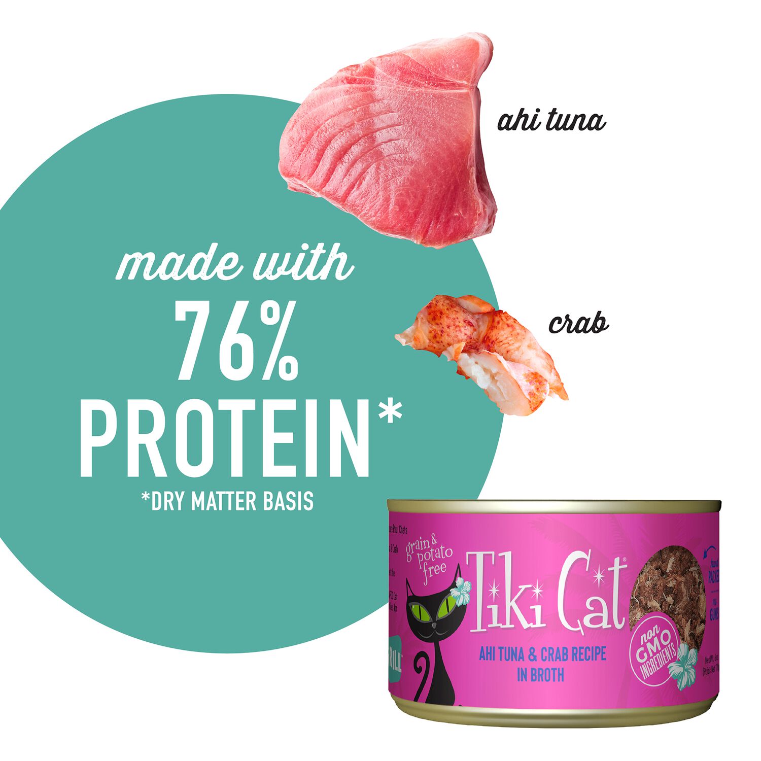 Tiki Cat Grill Wet Cat Food Ahi Tuna & Crab, 6-Oz Can 8 Count