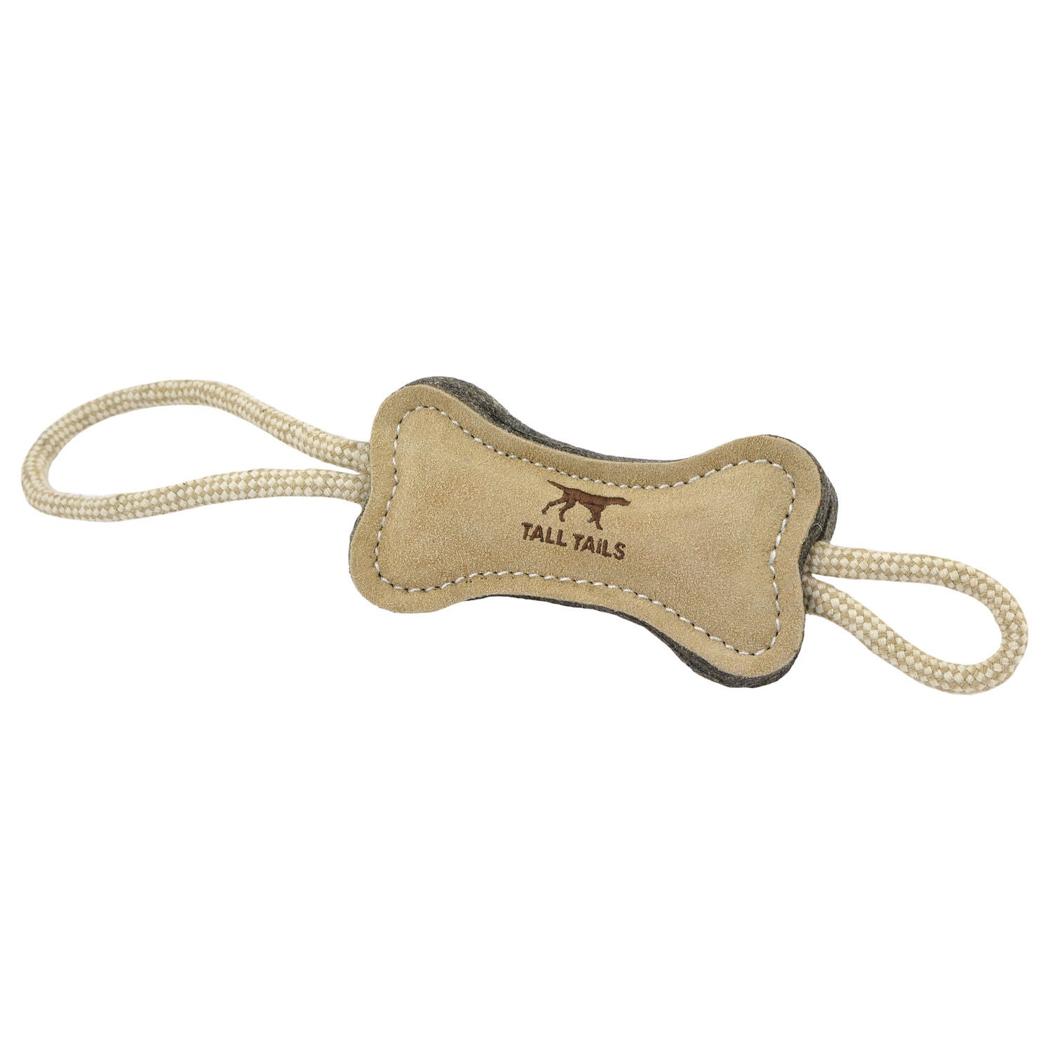 Tall Tails Natural Leather & Wool Bone Tug & Toss Dog Toy