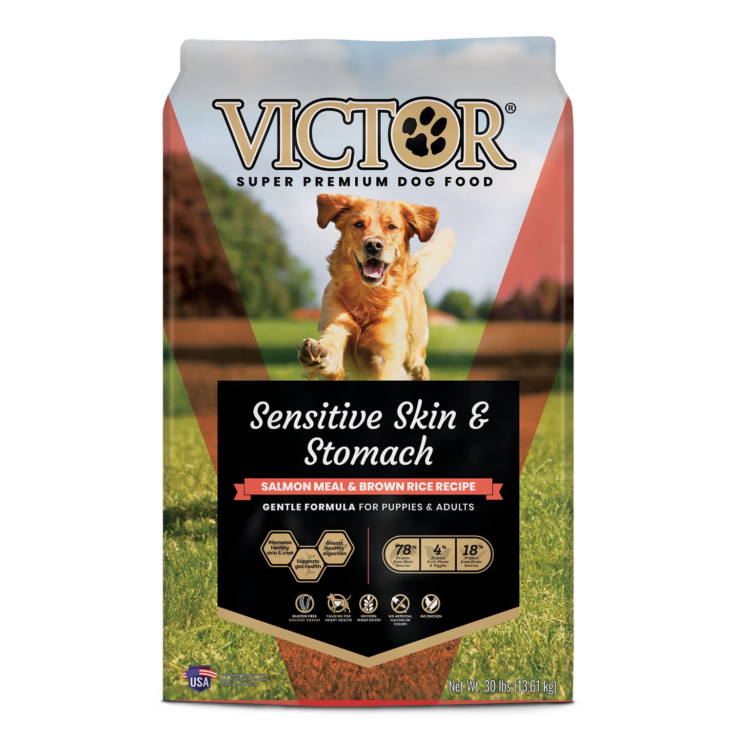 Victor Sensitive Skin And Stomach Dry Dog Food, Salmon Meal And Brown Rice Recipe