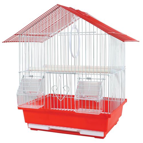 Parakeet House Top Cage Red For Small Birds