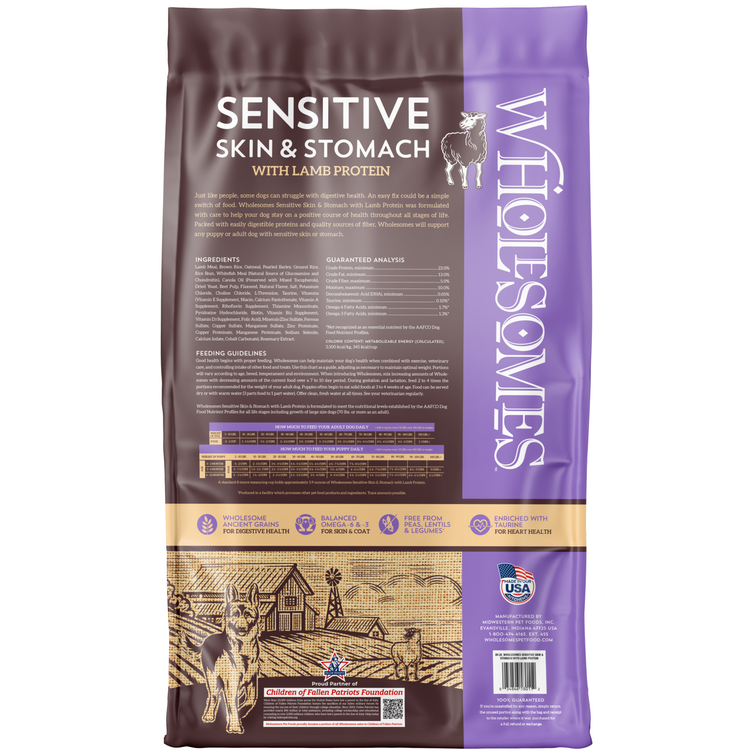 Wholesomes Sensitive Skin And Stomach Dry Dog Food, Lamb, 30Lb