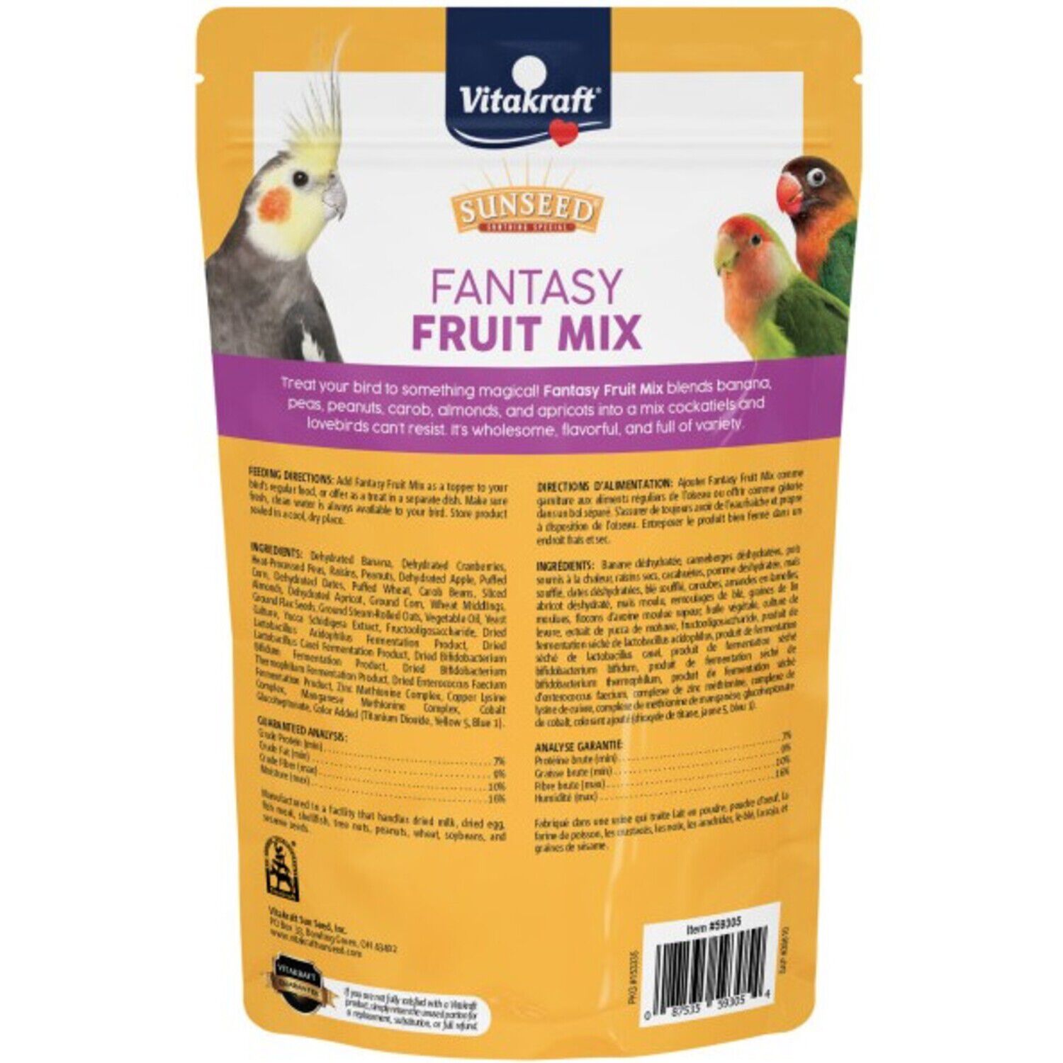 Sun Seed Fantasy Fruit Mix Cockatiel And Lovebird Treat, 11-Oz