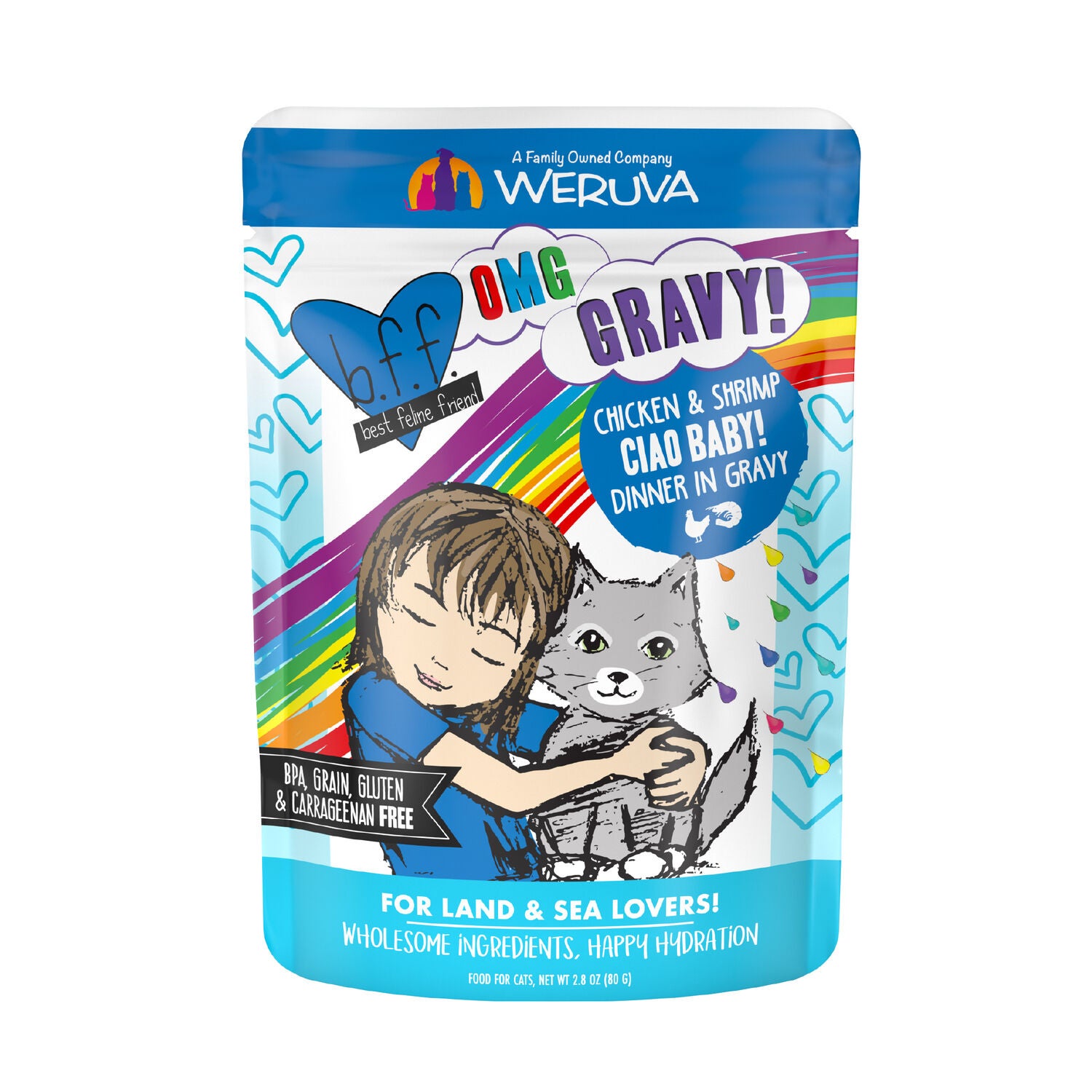 Weruva Bff Omg Gravy Chicken & Shrimp Ciao Baby! Wet Cat Food, 2.8-Oz Pouch Pack Of 12