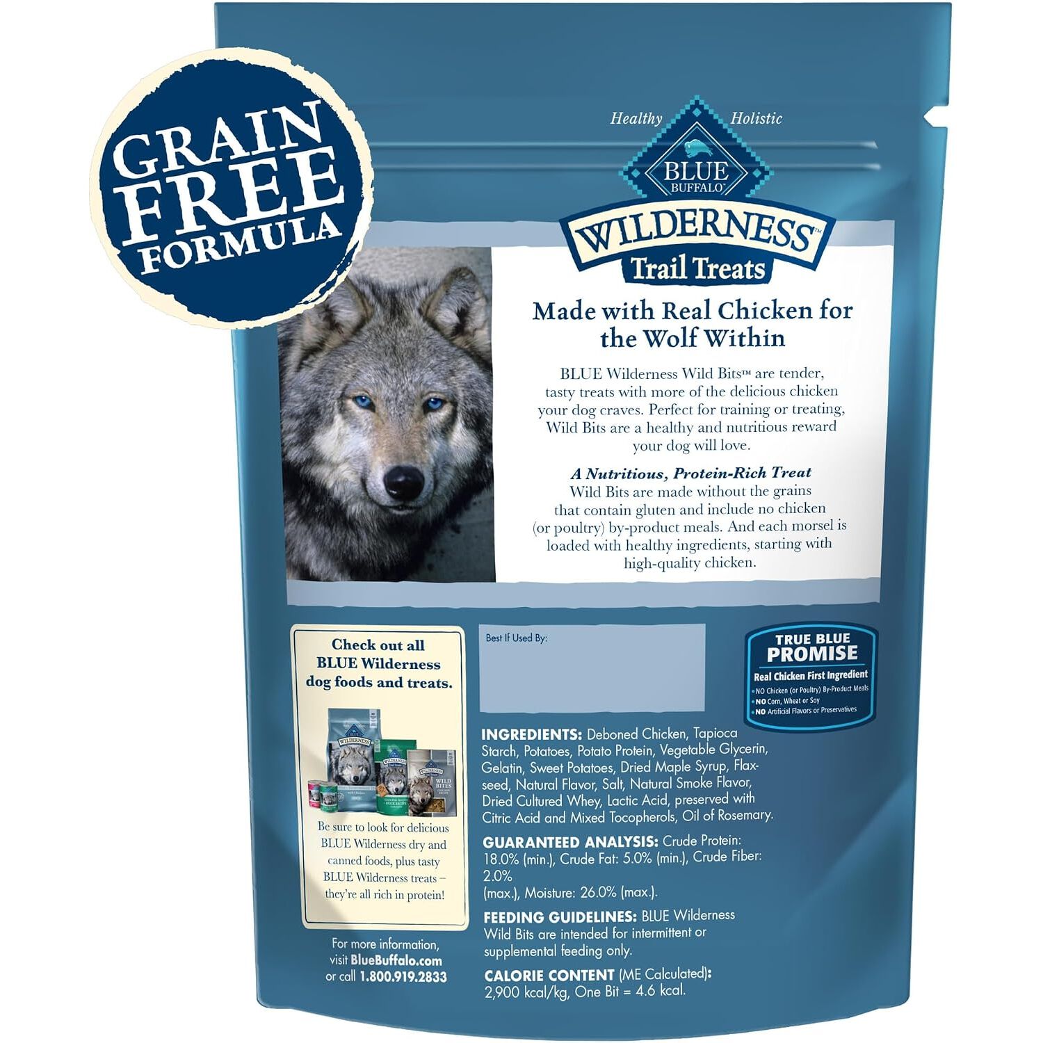Blue Buffalo Wilderness Trail Treats Wild Bits Grain-Free Dog Treats, Chicken Recipe, 4-Oz Bag