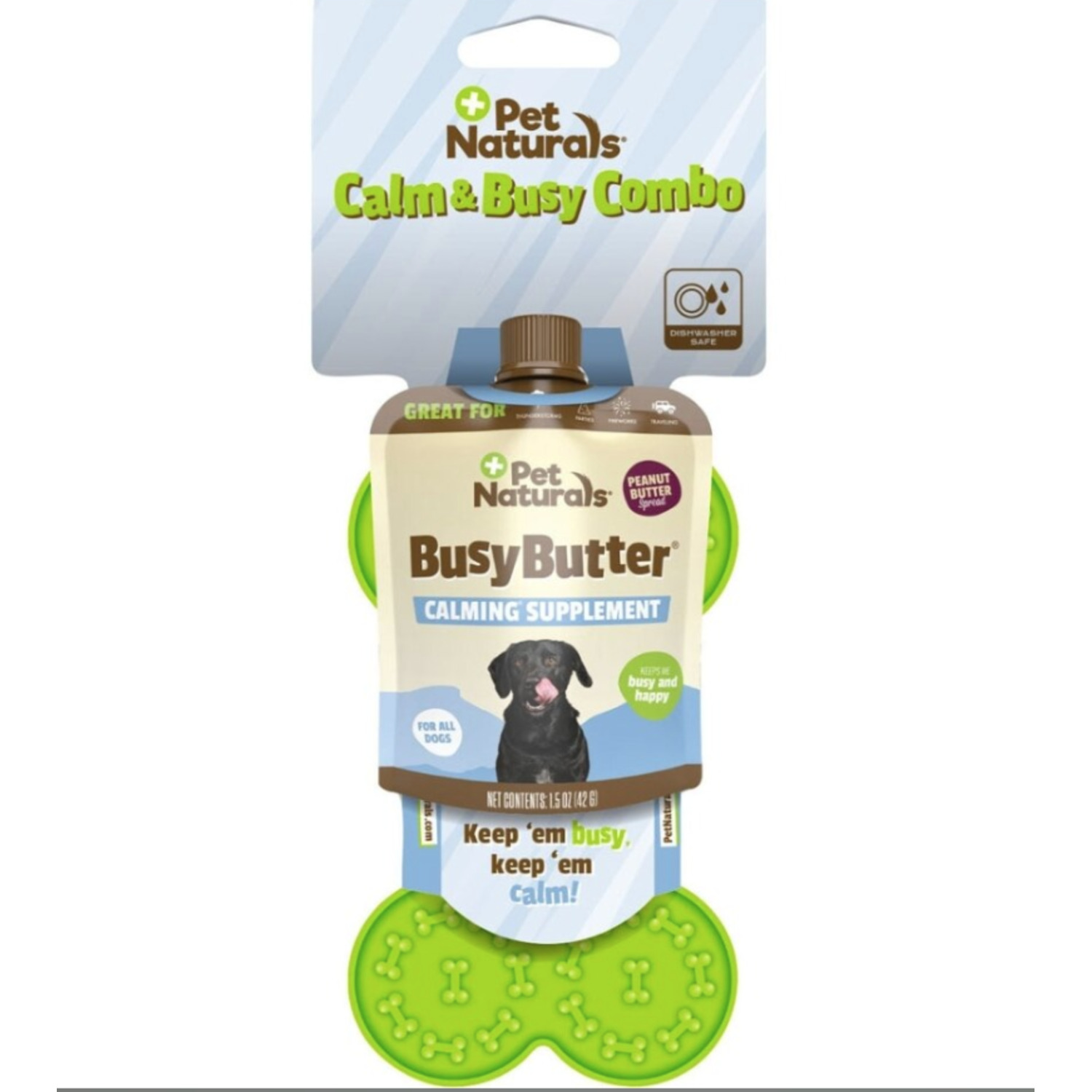 Pet Naturals Busy Butter Organic Calming Peanut Butter Dog Treat & Lick Mat Combo