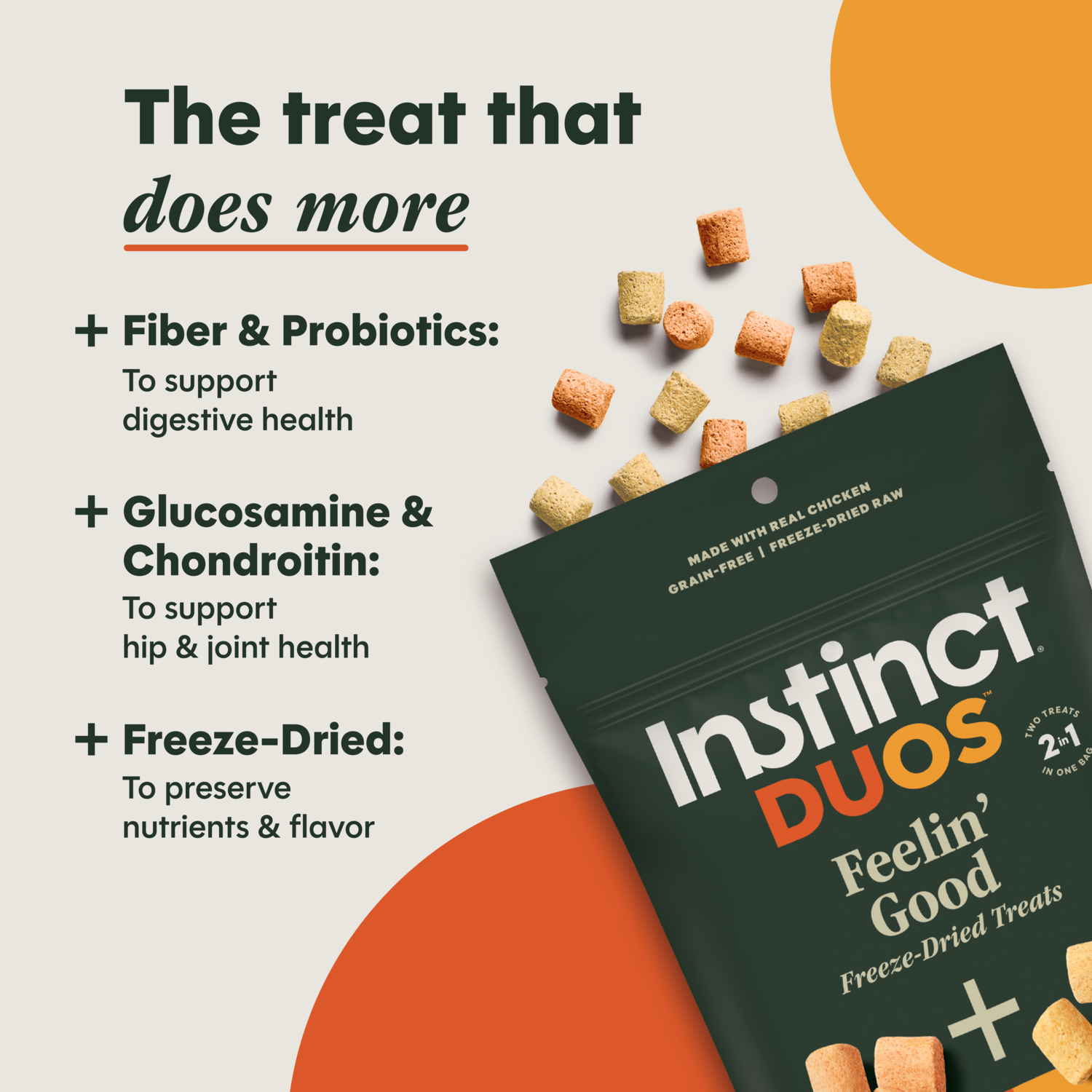 Instinct Duos Feelin' Good 2:1 Gut Health + Healthy Mobility Freeze-Dried  Dog Treats, 4-Oz
