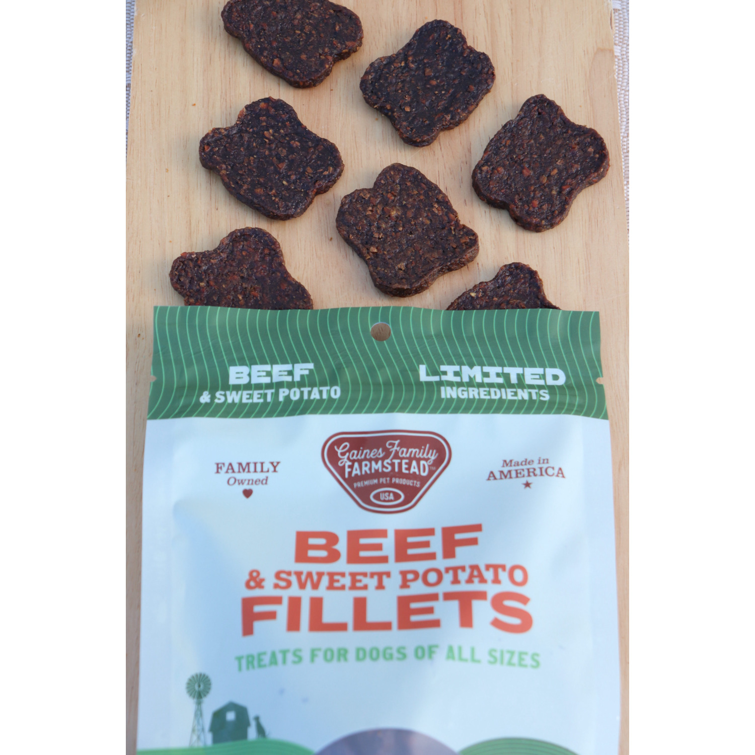 Gaines Family Farmstead Beef And Sweet Potato Fillets Dog Treats, 8Oz