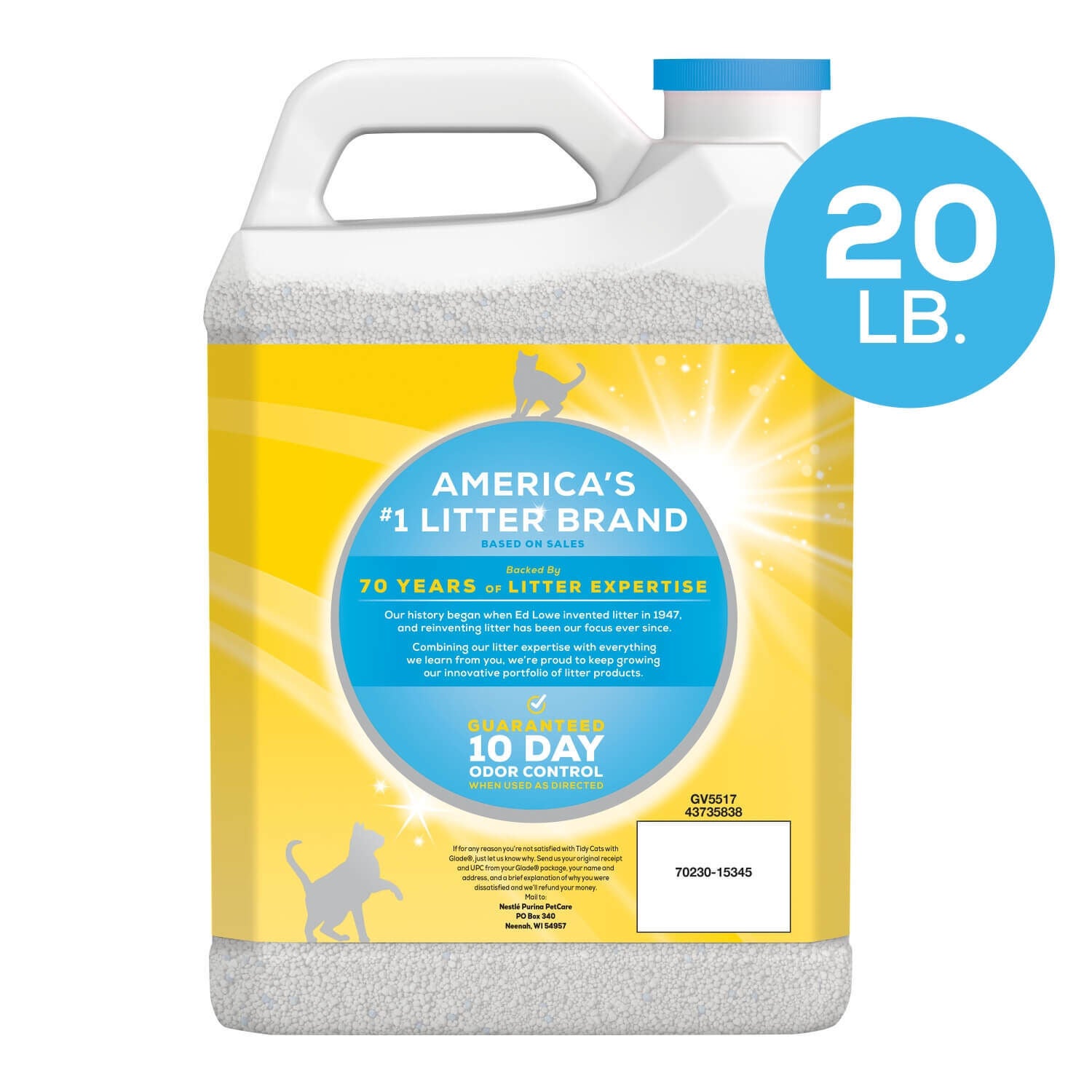 Tidy Cats With Glade Clear Springs Scented, Odor Control, Clumping Multi-Cat Litter - 20-Lb Pail