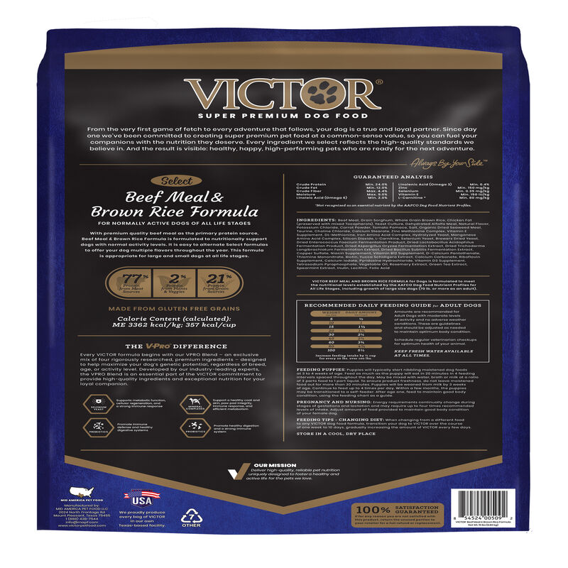 Victor Select Beef Meal & Brown Rice Dog Food