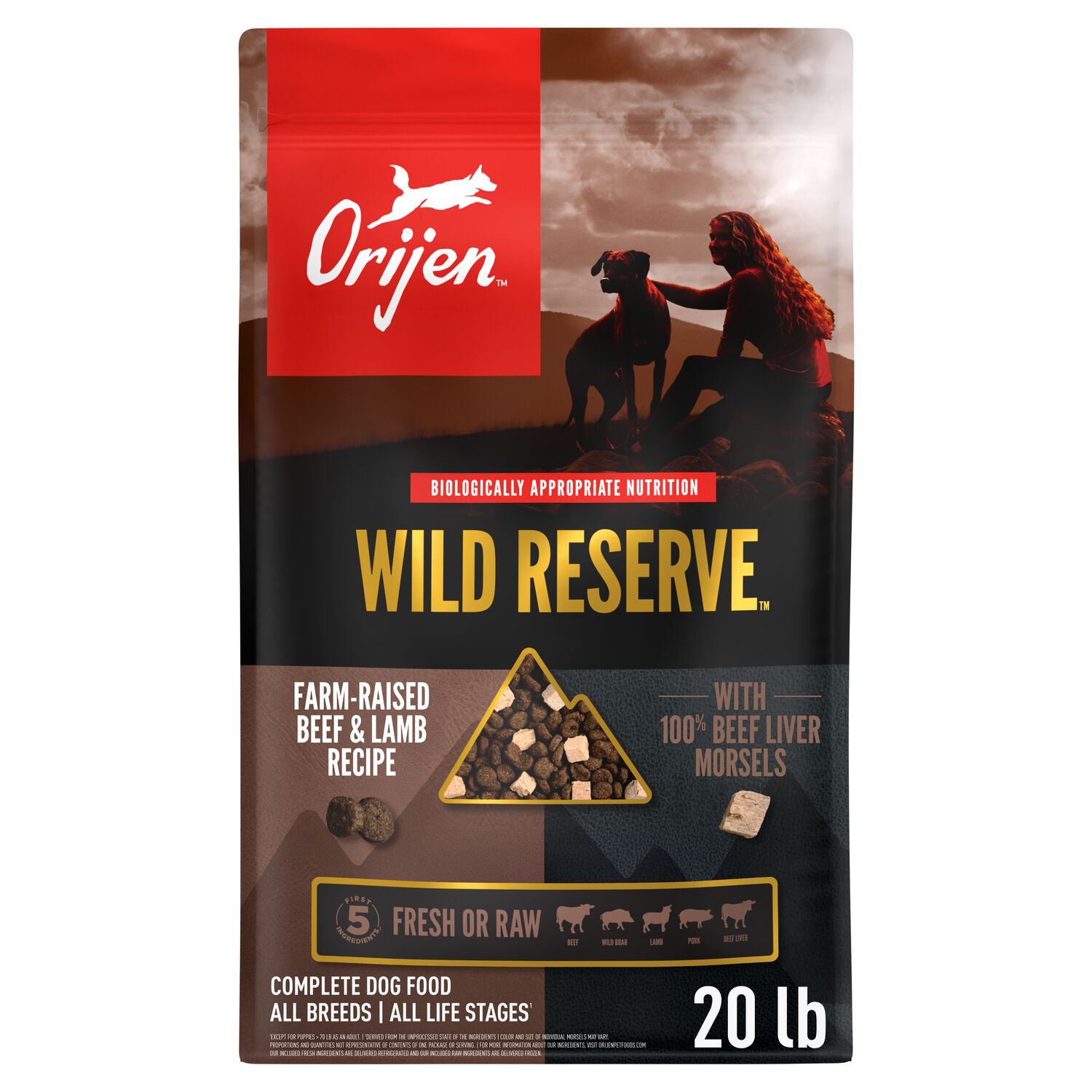 Orijen Wild Reserve Farm-Raised Beef & Lamb Recipe Dry Dog Food, 20-Lb
