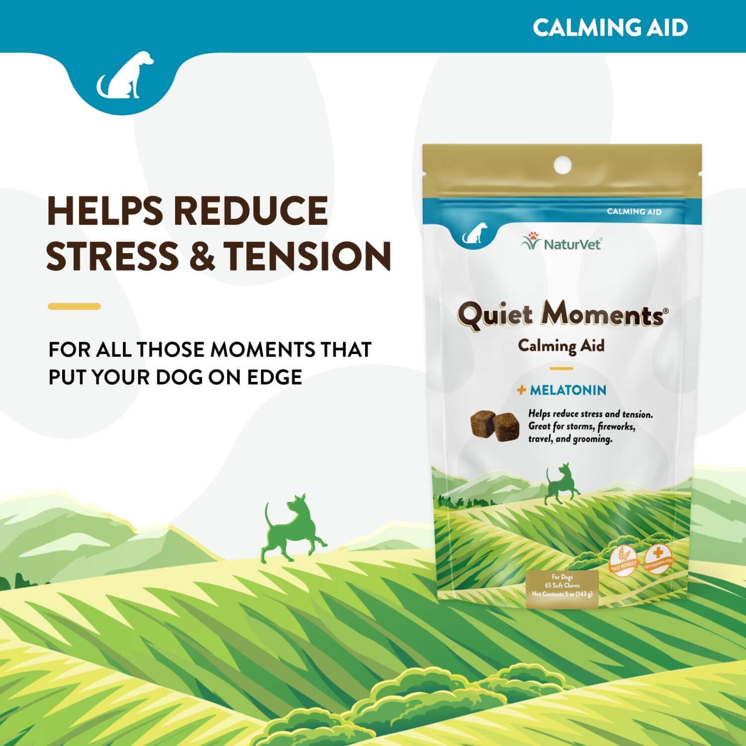 Naturvet Quiet Moments Calming Aid + Melatonin Soft Chew Dog Supplements