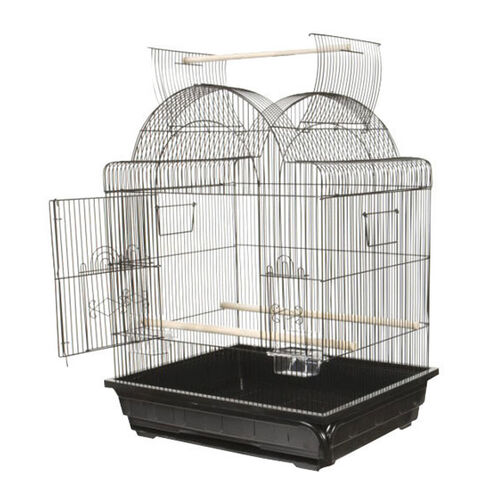 Open Top Victorian Cage Black For Birds
