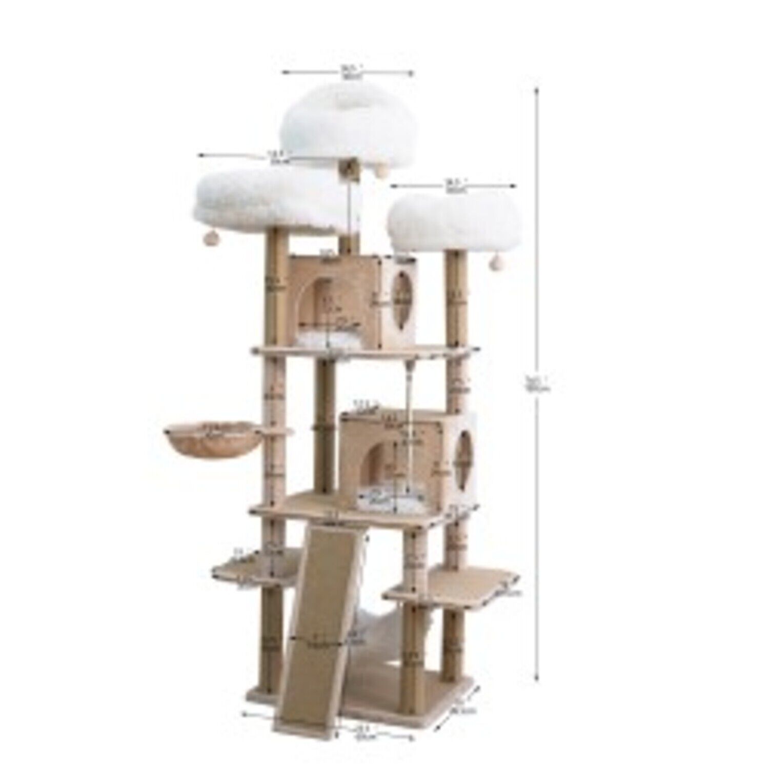Catry Castle 7-Level Cat Tree With Cat Hammock, Scratching Post, And Playful Toys, 74.5"