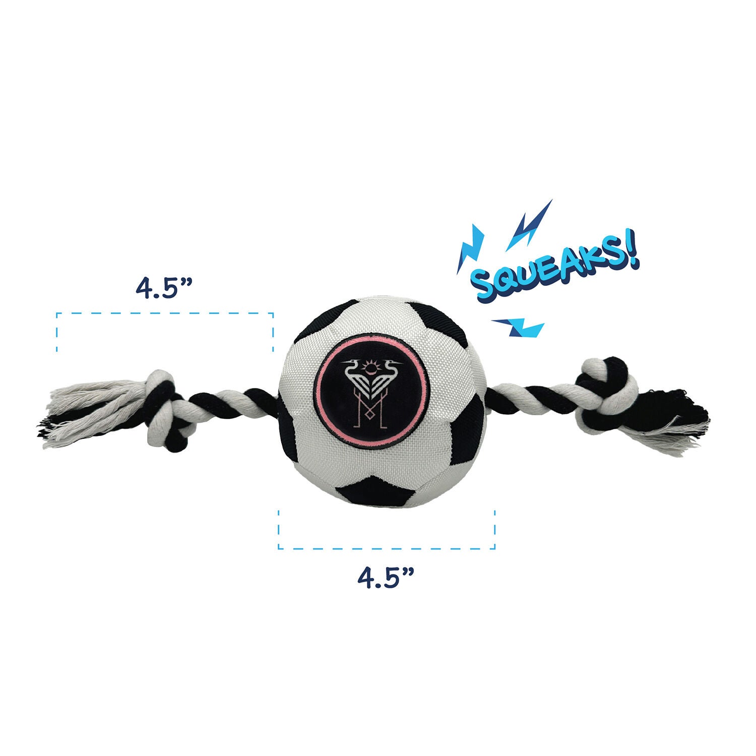 Pets First Inter Miami Soccer Ball Rope Tug Dog Toy