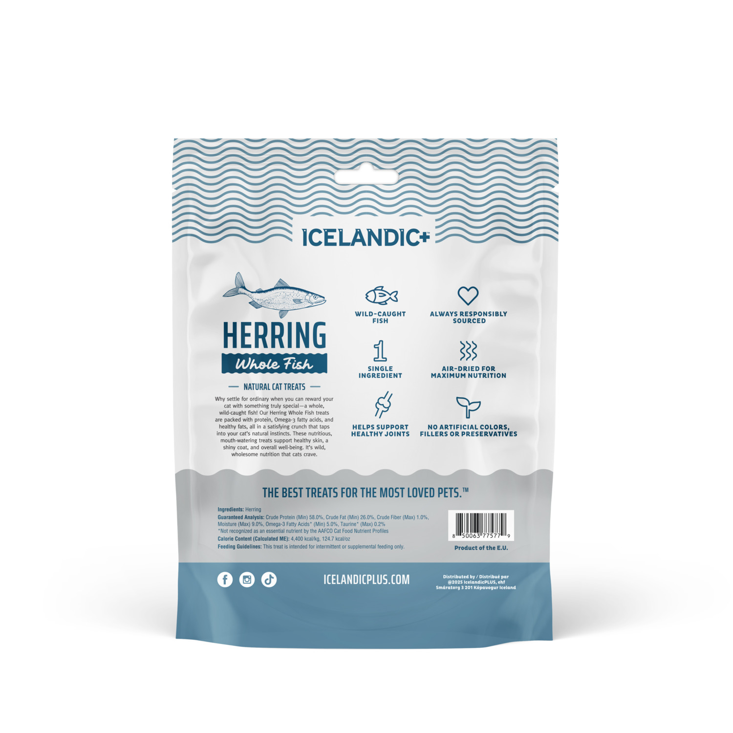 Icelandic+ Herring Whole Fish Crunchy Cat Treats, 1.0-Oz