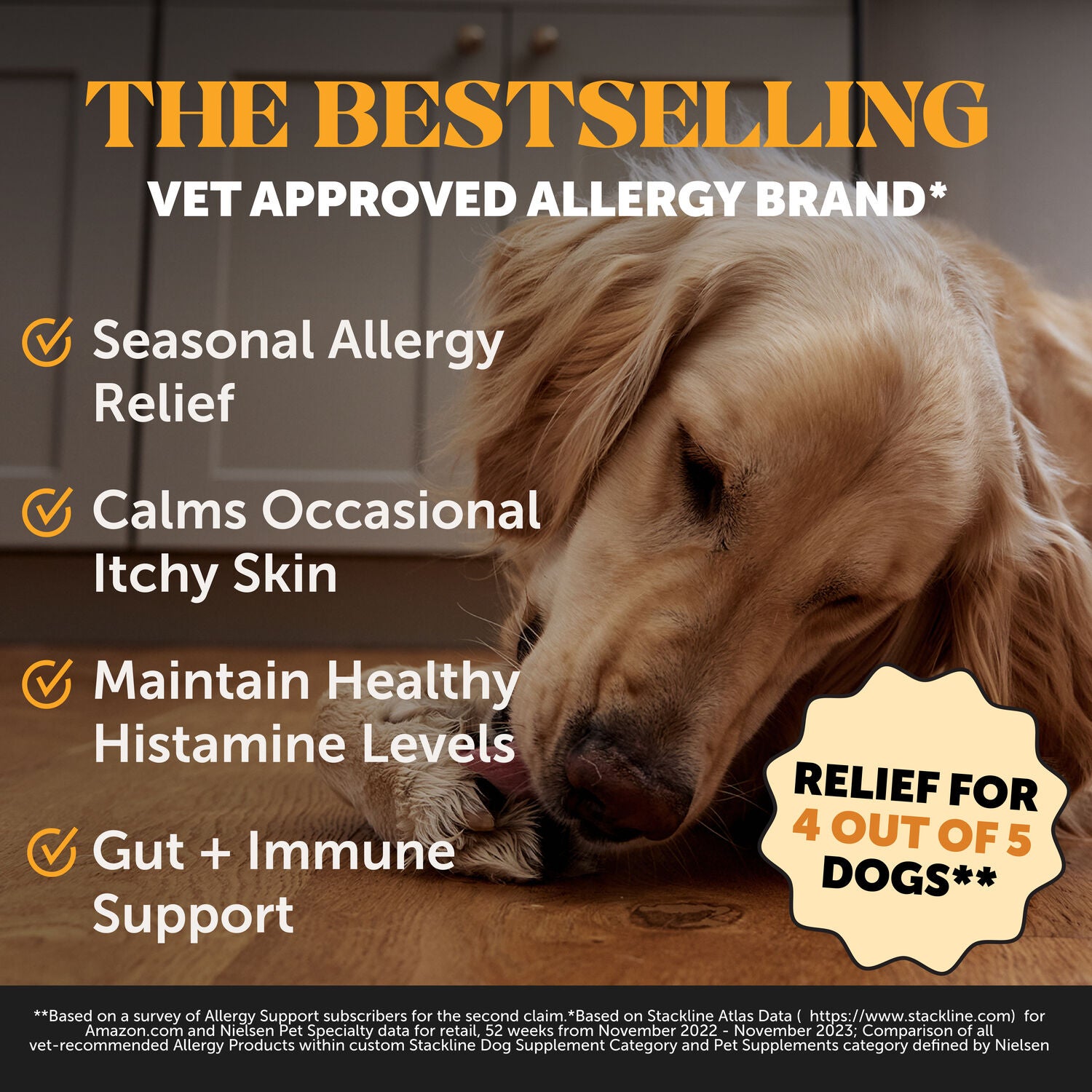 Pet Honesty Allergy Support Soft Chews Dog Supplements, Peanut Butter Flavored, 90-Count