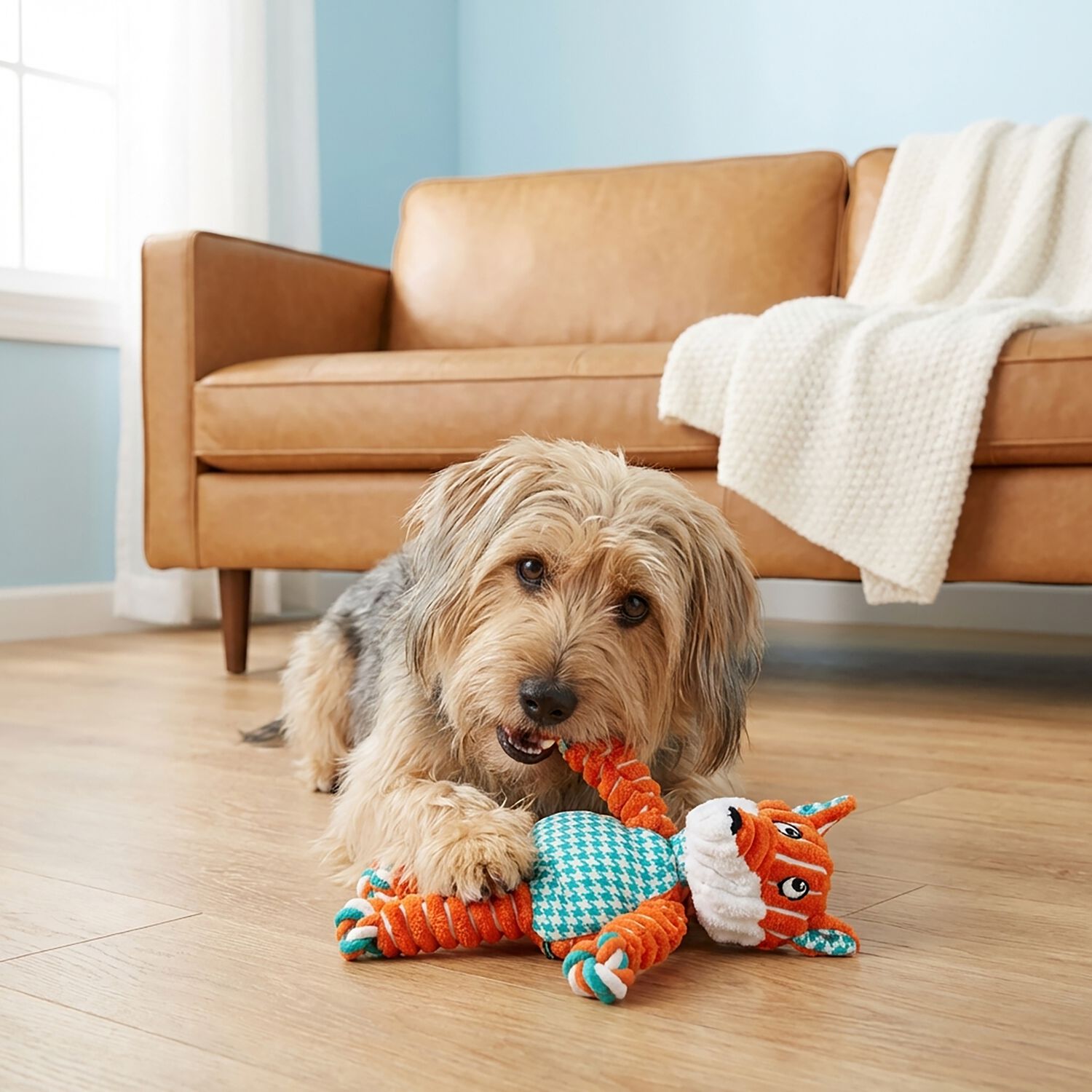Kong Floppy Knots Fox Plush Rope & Tug Dog Toy, Extra Small, 4"