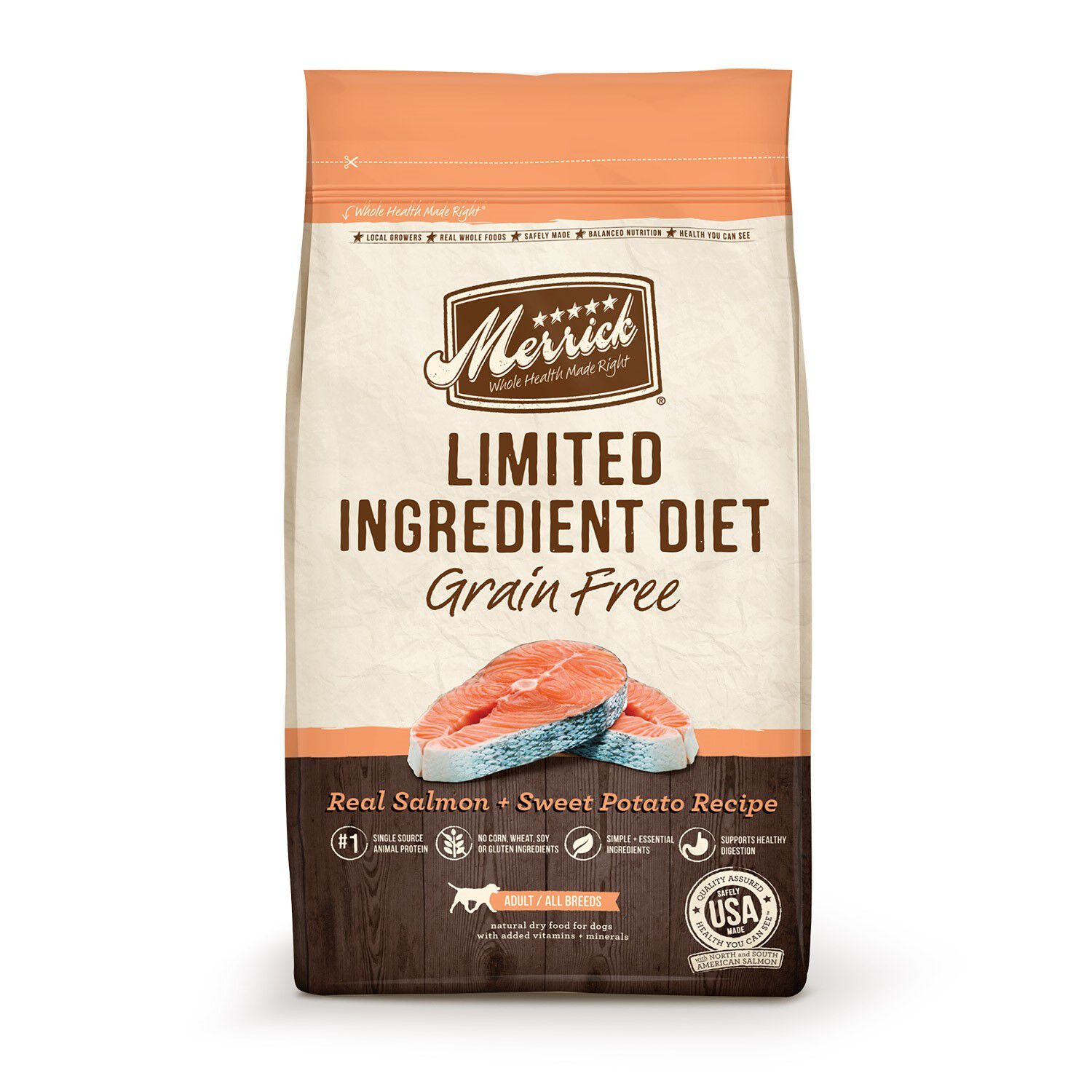 Merrick limited ingredient salmon and sweet potato sales dog food