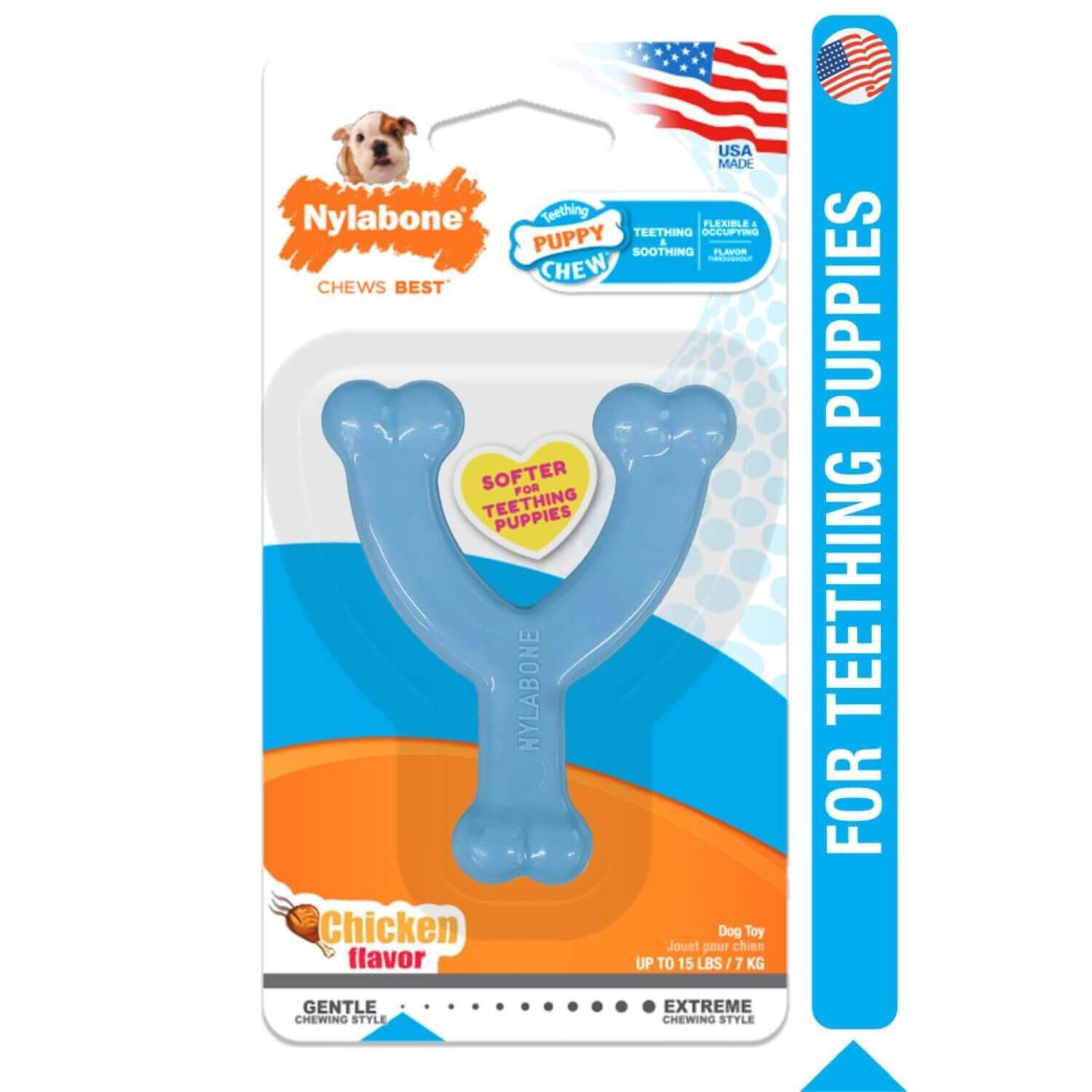 Nylabone Puppy Chew Petite Wishbone - Blue