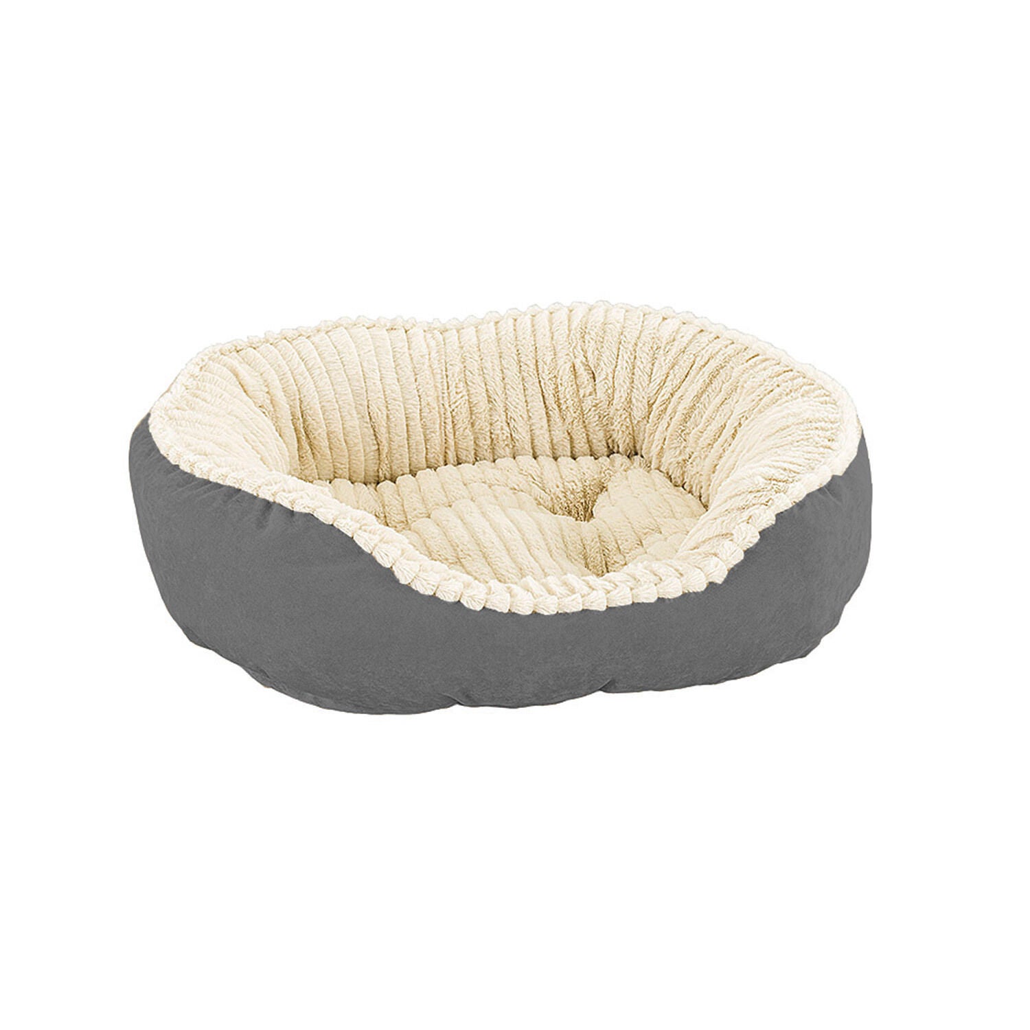 Sleep Zone Carved Plush Bed - Grey