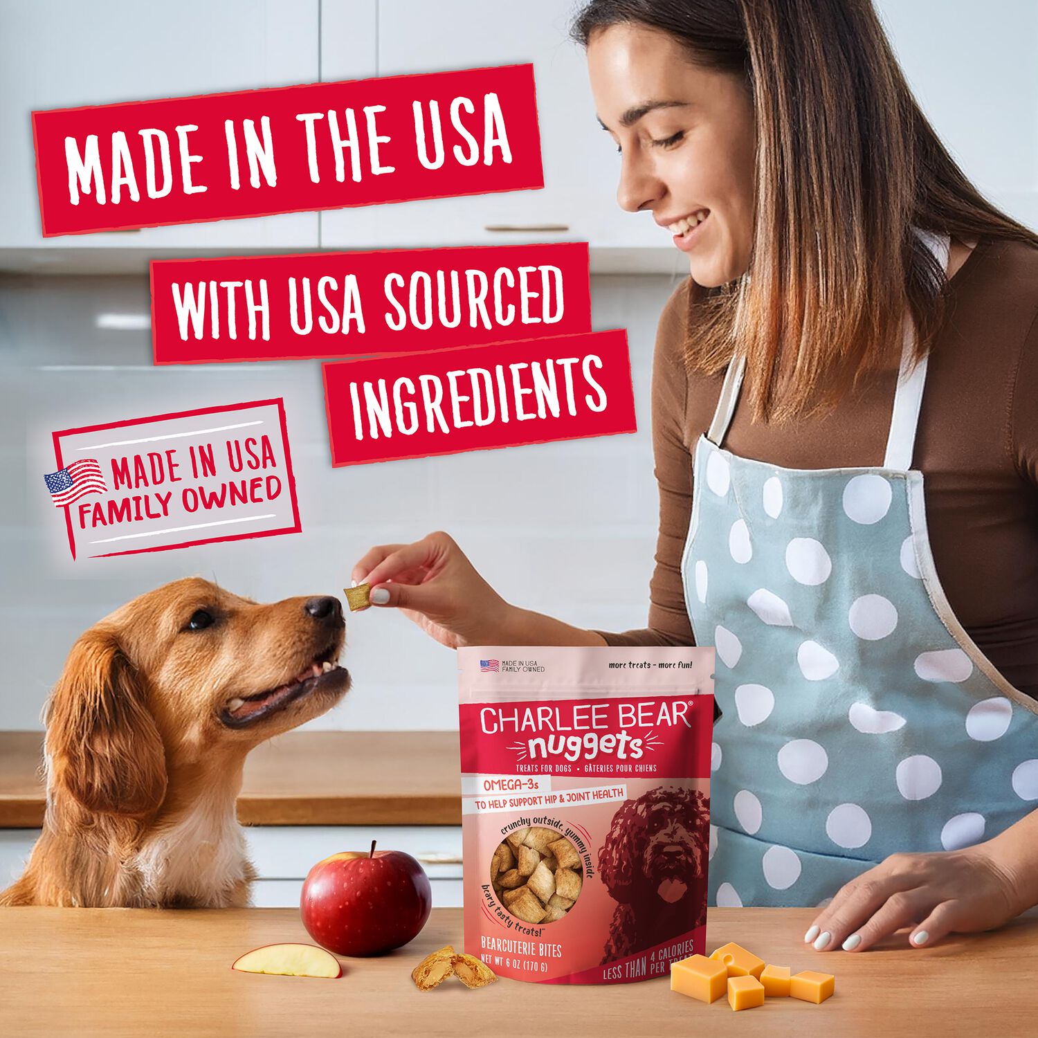 Charlee Bear Nuggets Grain-Free Crunchy Dog Treats With Hip & Joint Support, 6-Oz, Bearcuterie Bites