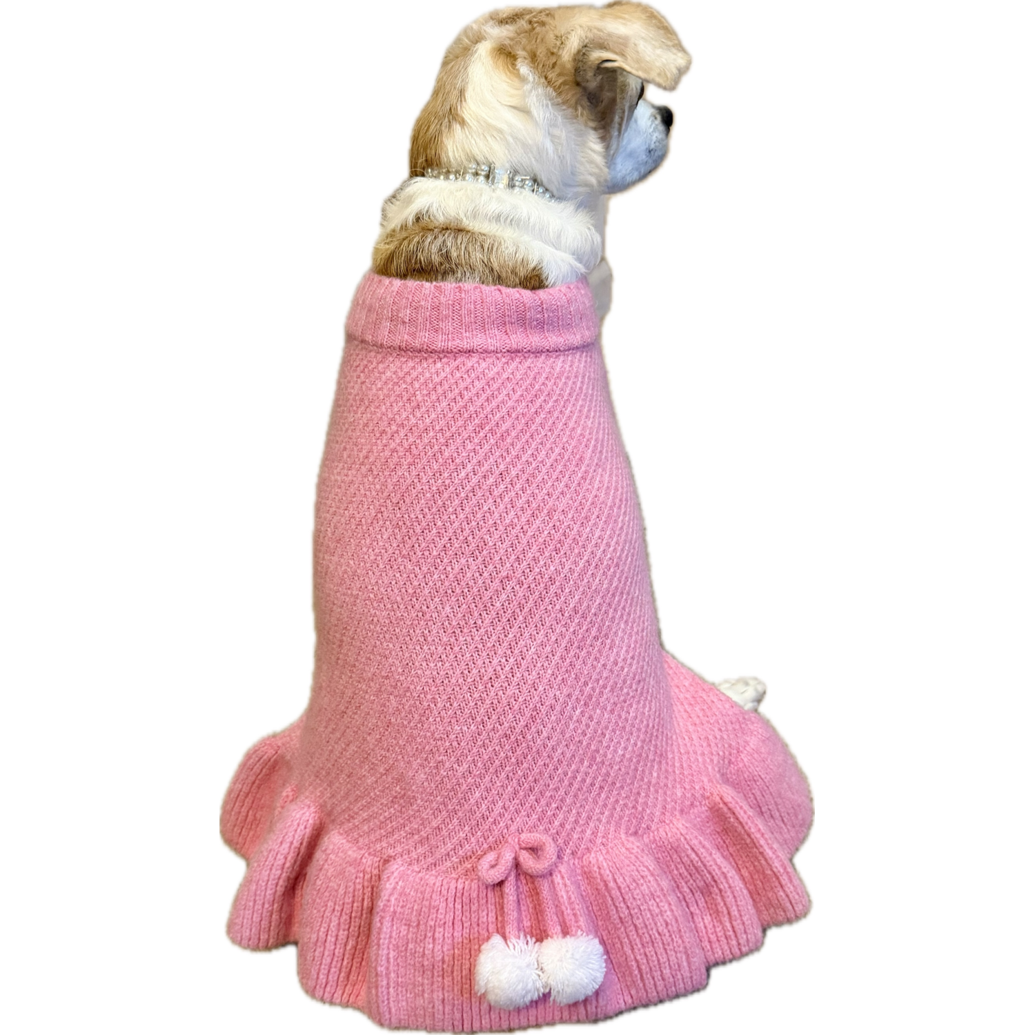 Aristopet Pink Pom Pom Knit Sweater Dog Dress, Pink, Large