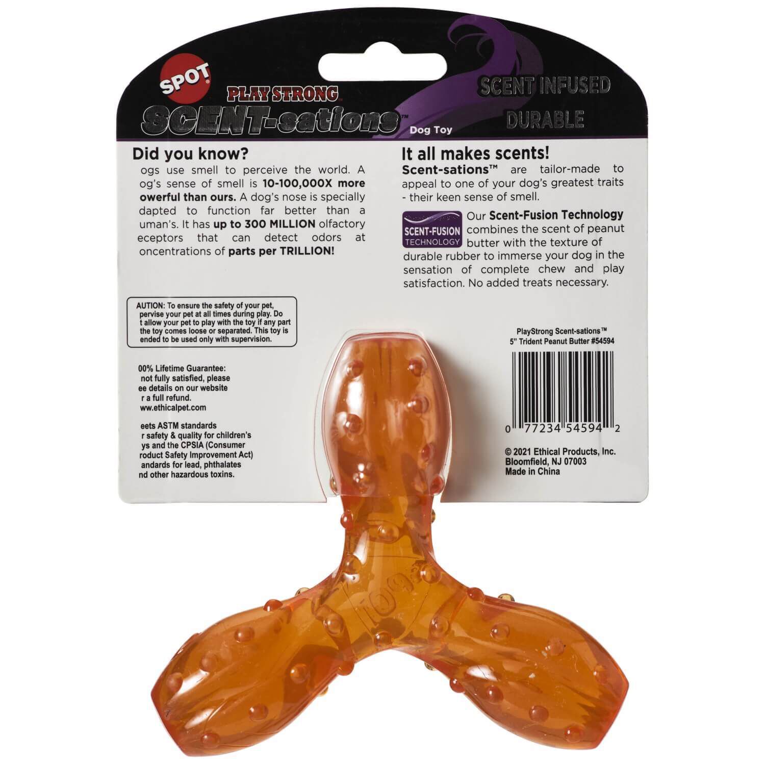 Spot Scentsations Trident Dog Toy, Peanut Butter Scent