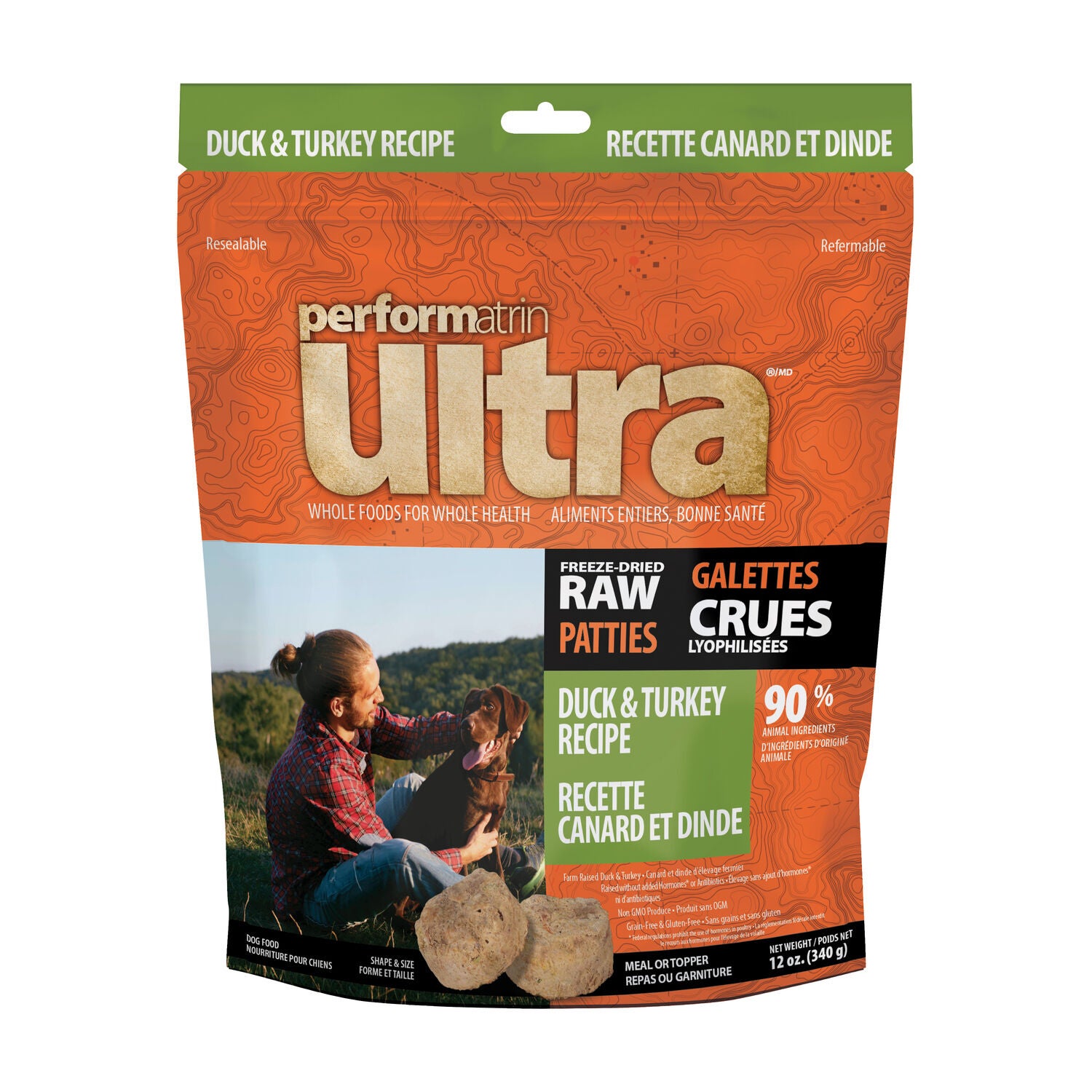 Performatrin Ultra Freeze-Dried Raw Patties Duck & Turkey Recipe Dog Food, 12Oz